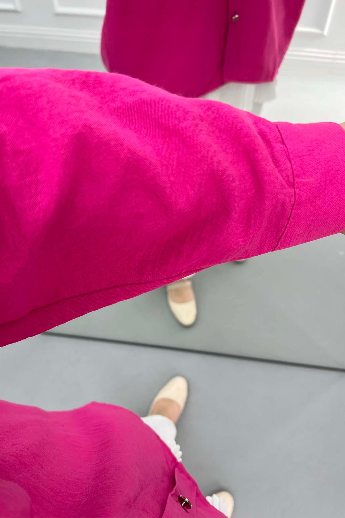 Nakışlı Oversize Gömlek Pembe
