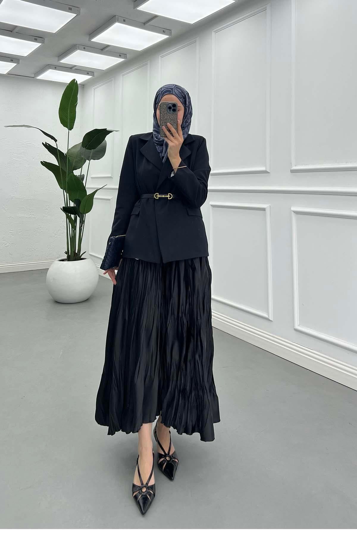Ofis Şıklığı Astarlı Blazer Ceket Siyah