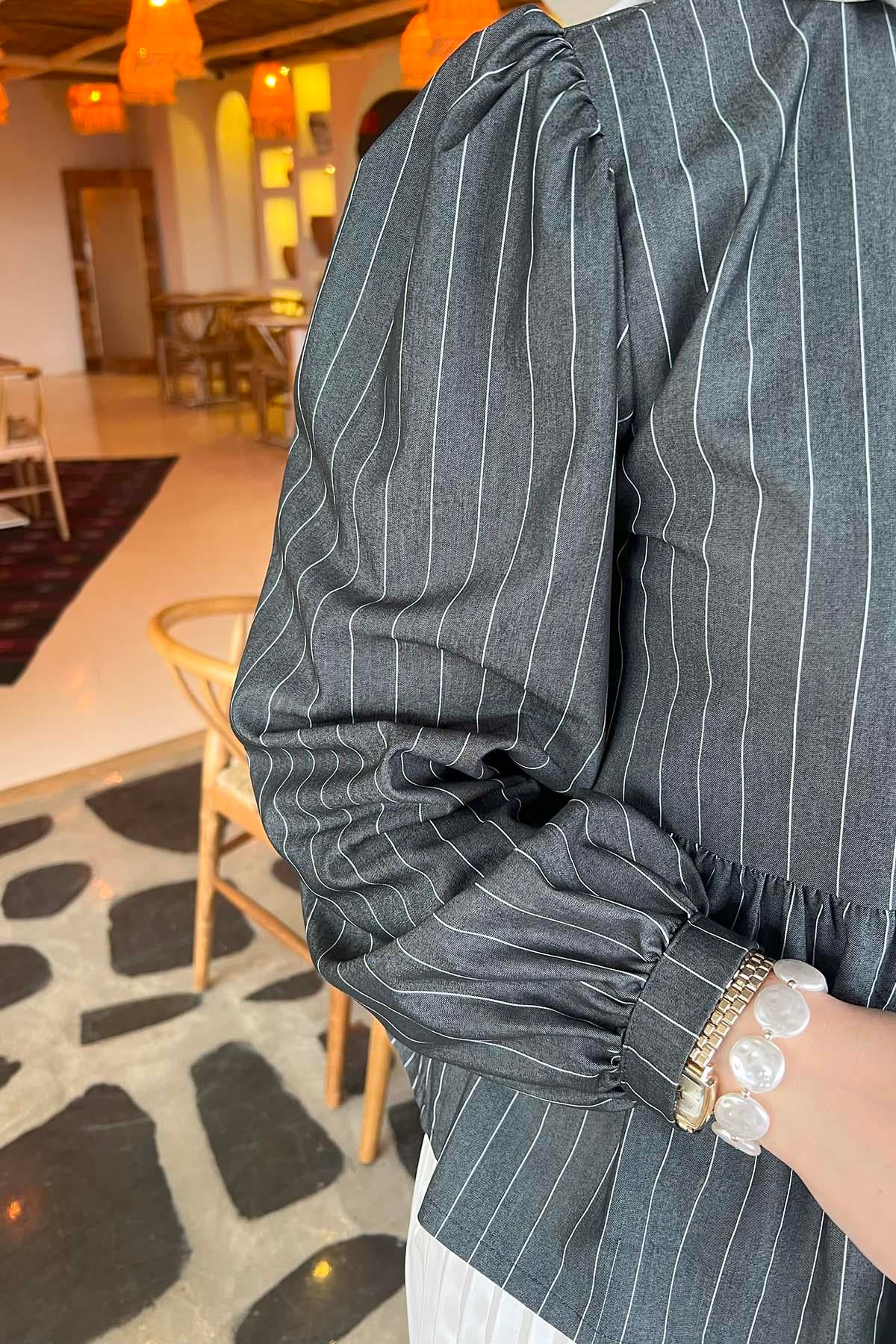 Önden Bağlamalı Bluz Antrasit