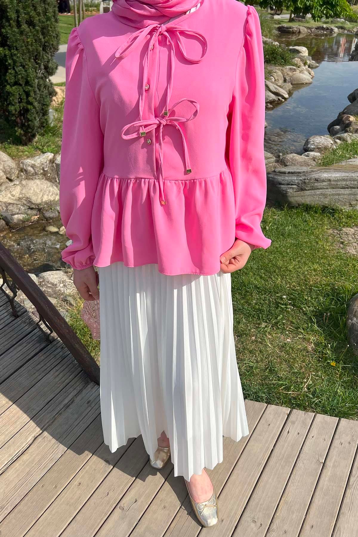 Önden Bağlamalı Gömlek Pembe