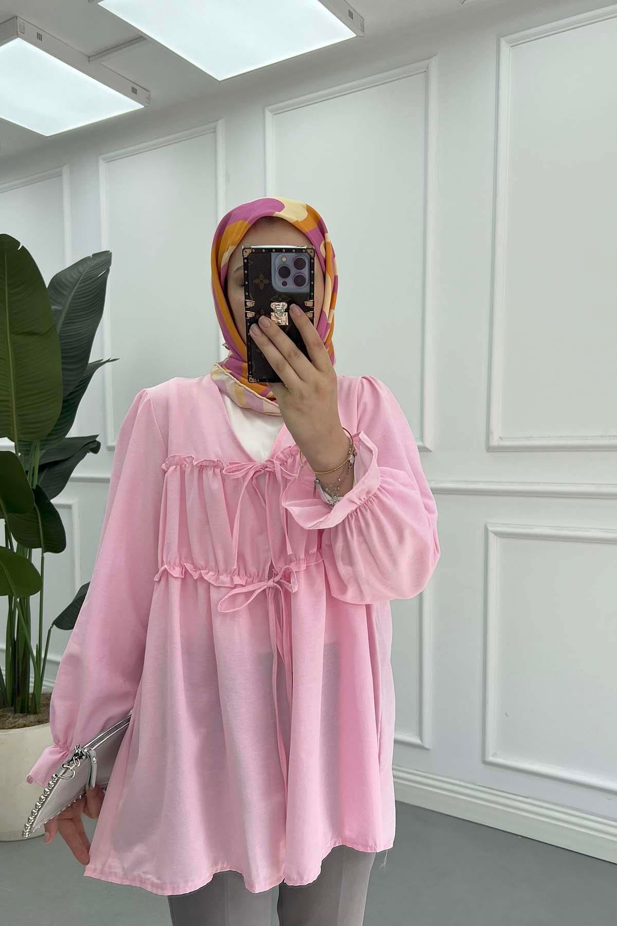 Önden Bağlamalı Gömlek Pembe