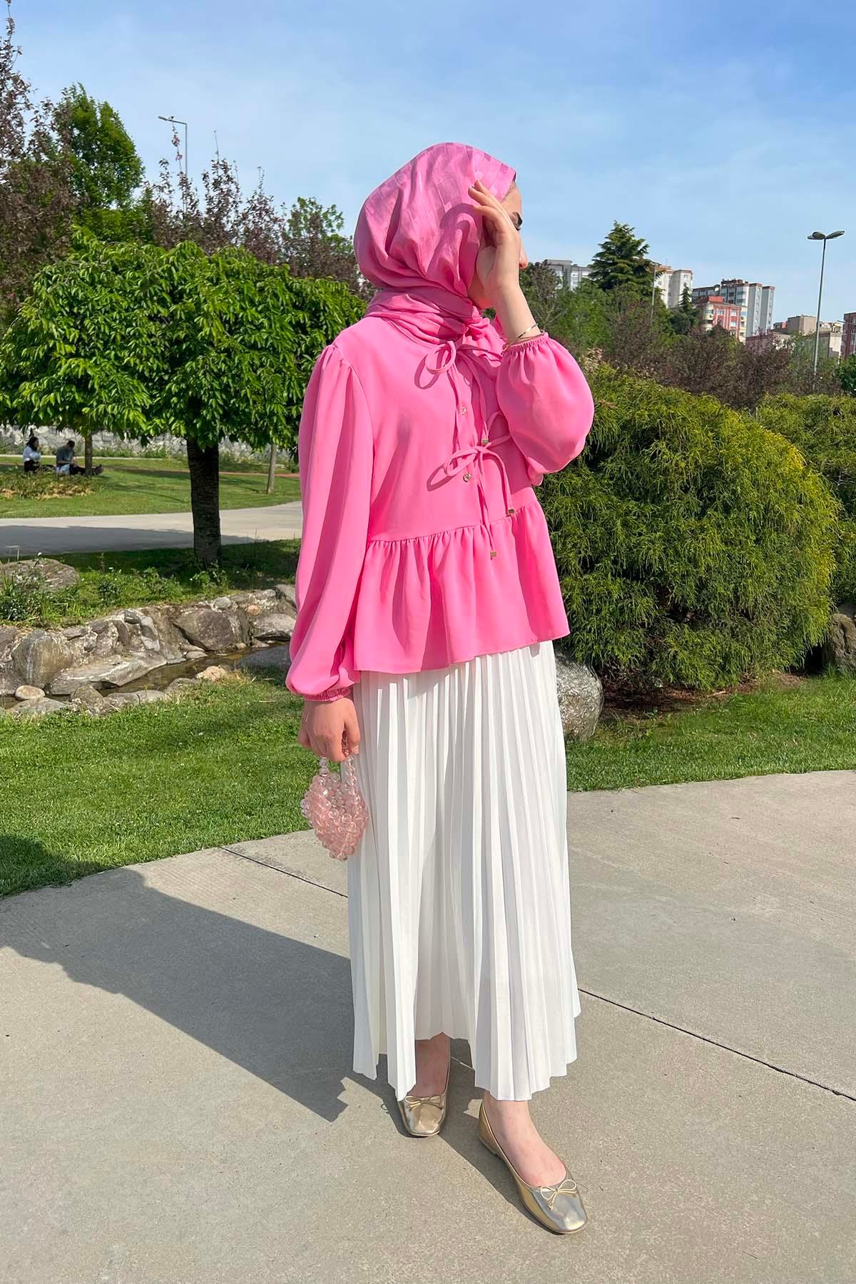 Önden Bağlamalı Gömlek Pembe