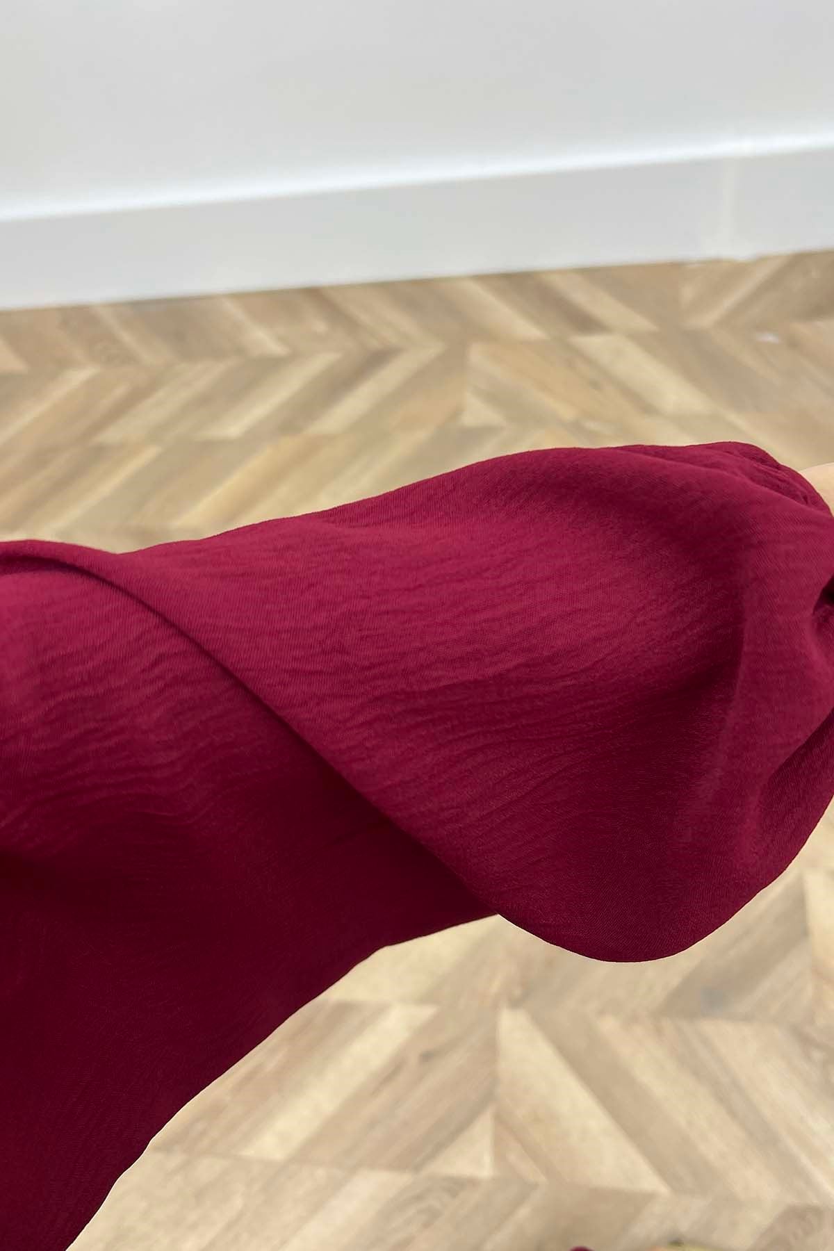 Önü Nervürlü Kemerli Modern Ayrobin Takım Bordo