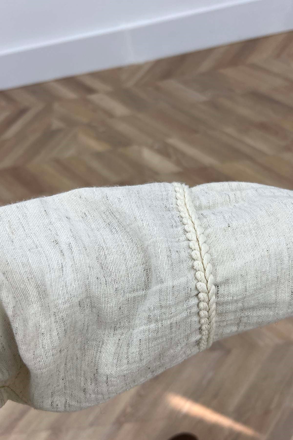 Önü Örgü Biyeli Kimono Krem