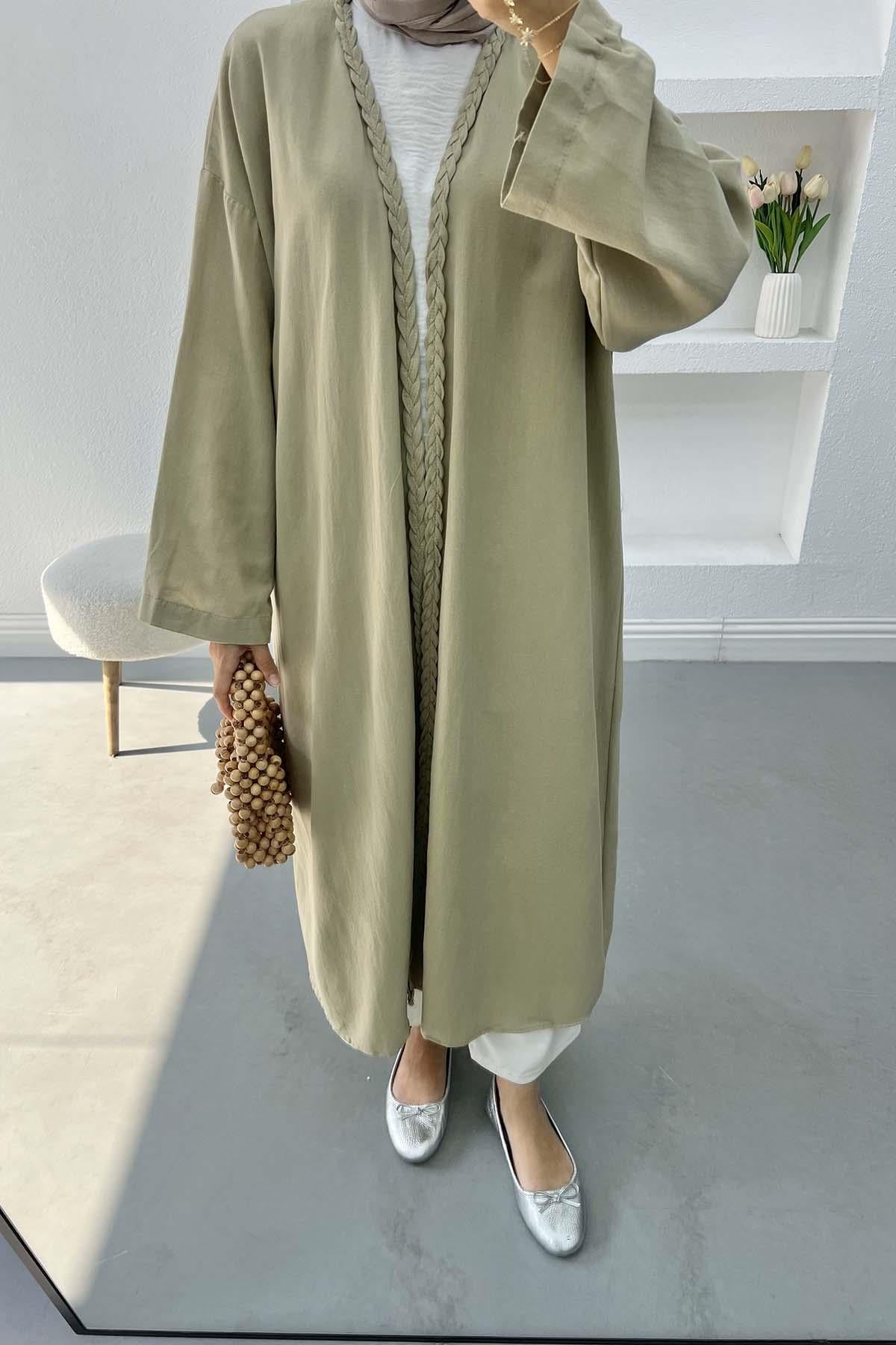 Örgü Detaylı Kimono Vizon