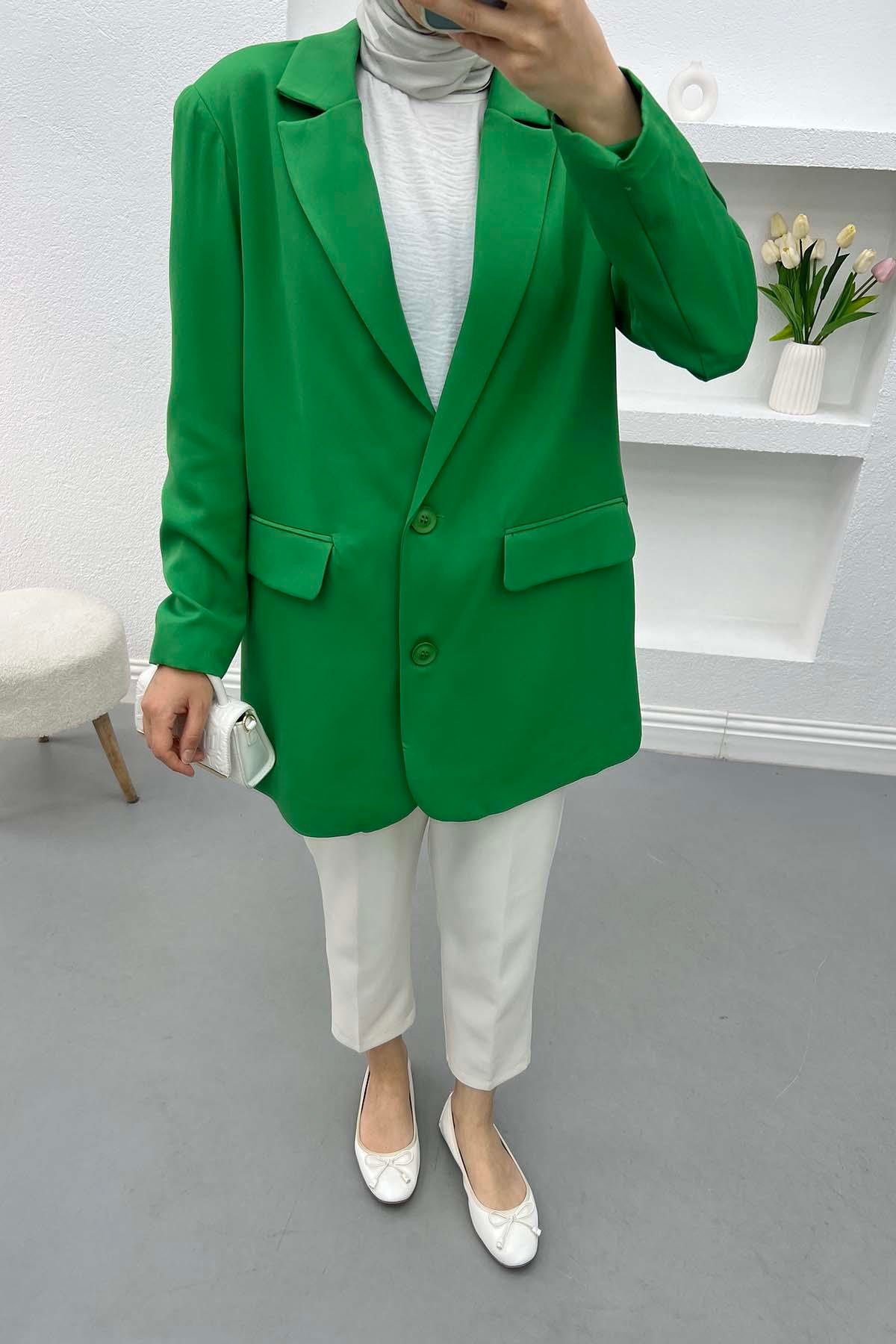 Oversize Basic Ceket Benetton Yeşil