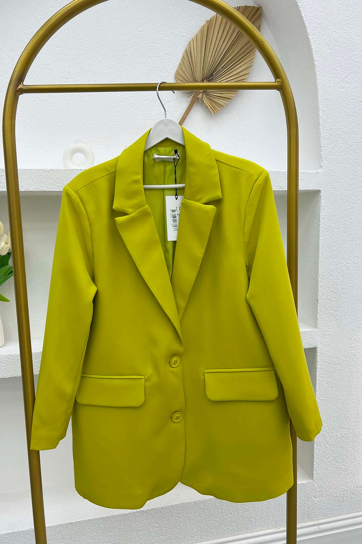 Oversize Basic Ceket Yağ Yeşili