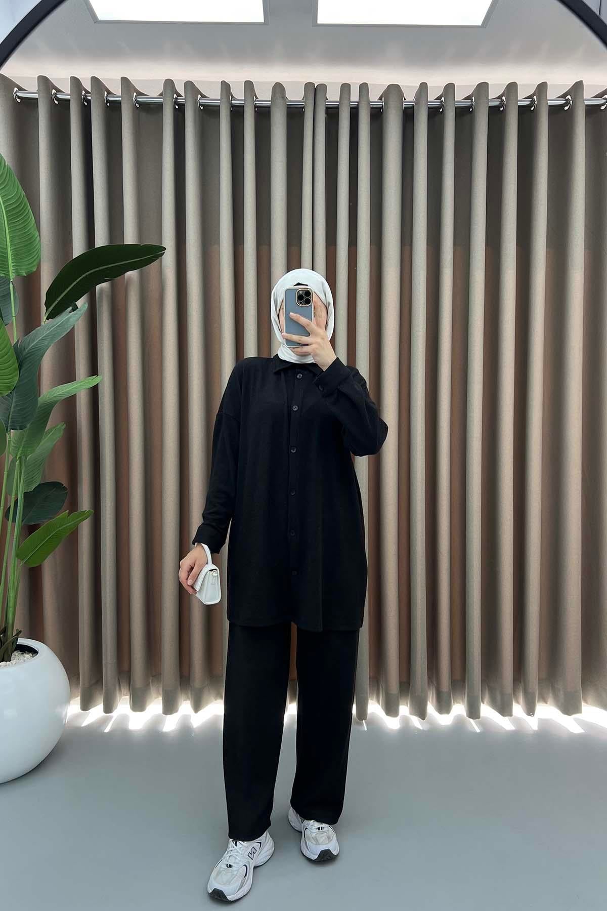 Oversize Bürümcük Takım Siyah