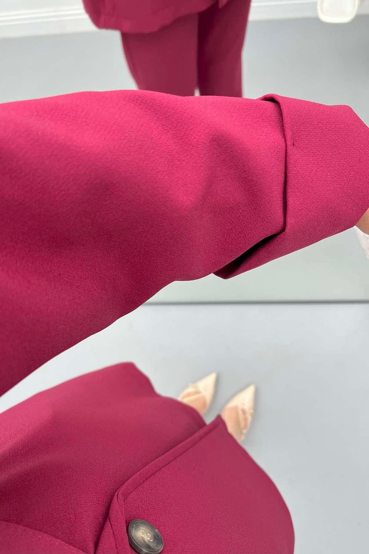 Oversize Ceket Takım Bordo