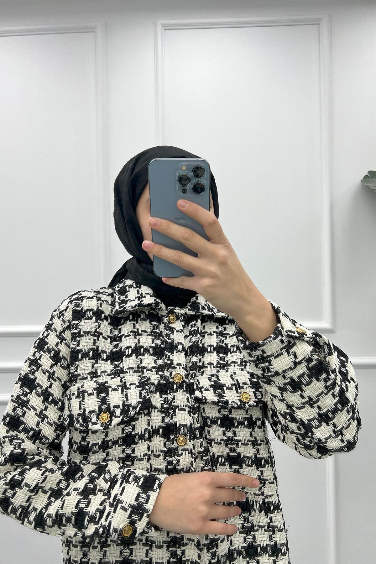 Oversize Cepli Gömlek Siyah