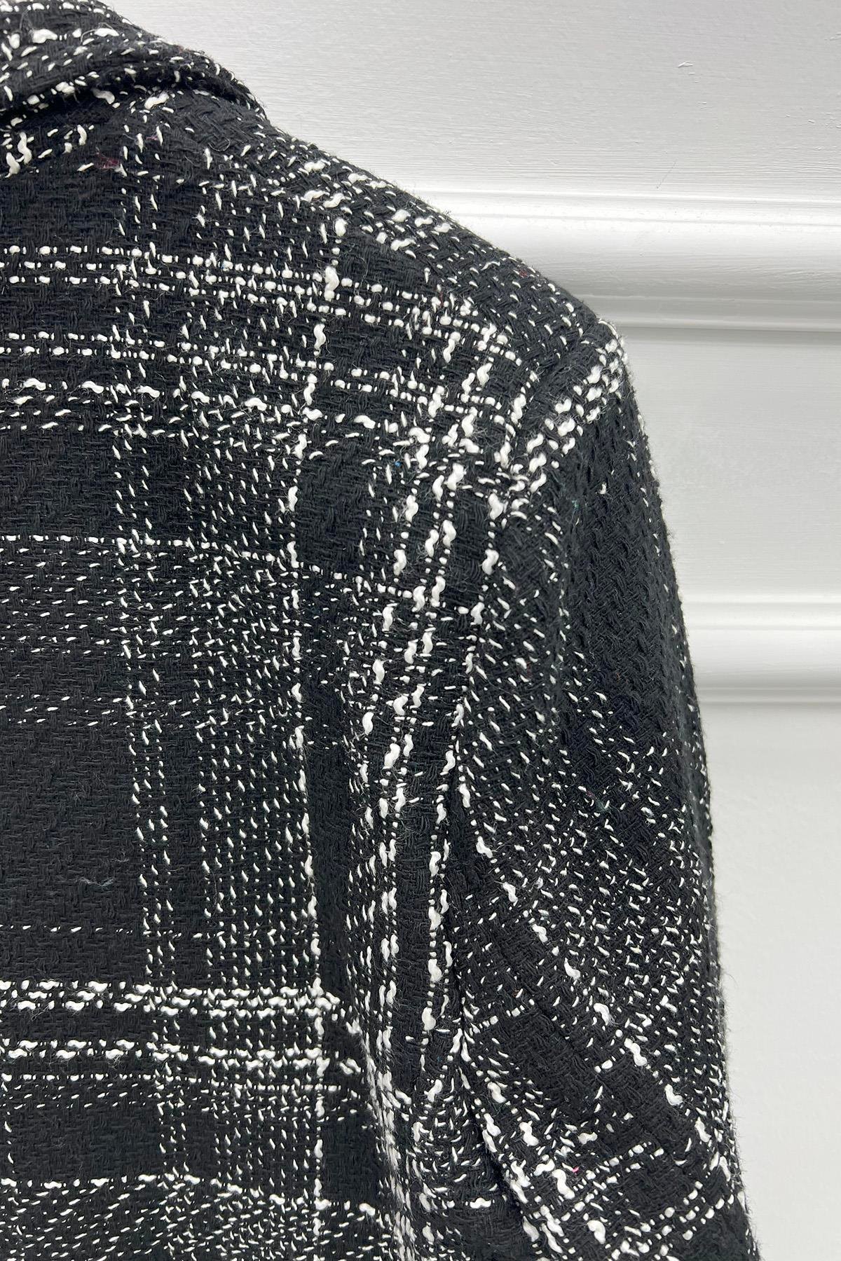 Oversize Ekose Ceket Siyah