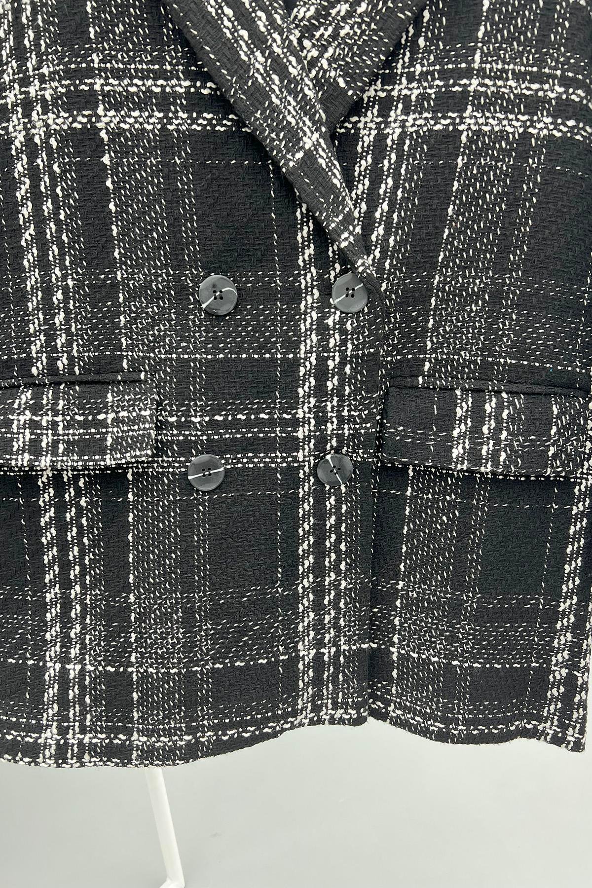 Oversize Ekose Ceket Siyah