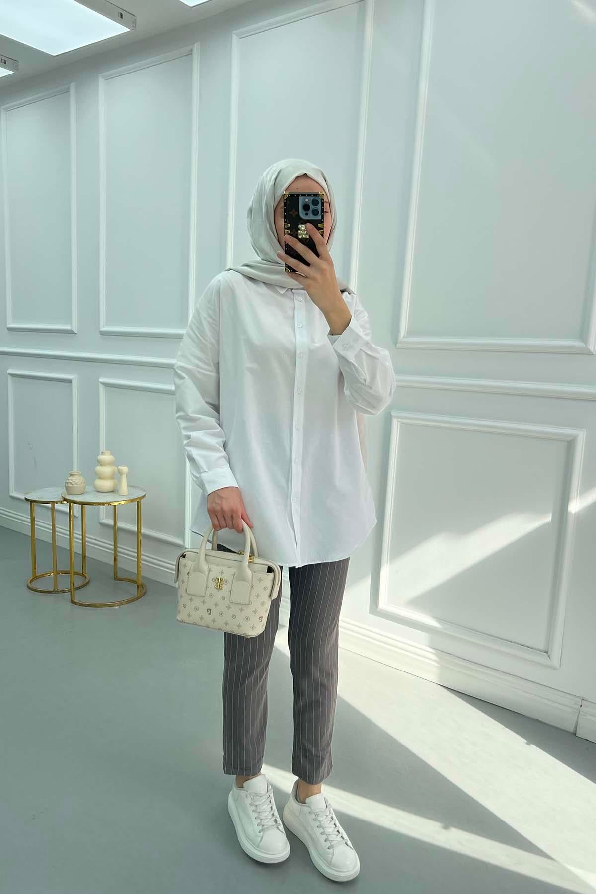 Oversize Gömlek Beyaz