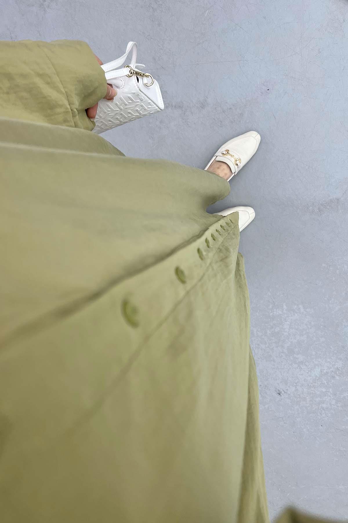 Oversize Gömlek Elbise Zeytin Yeşili