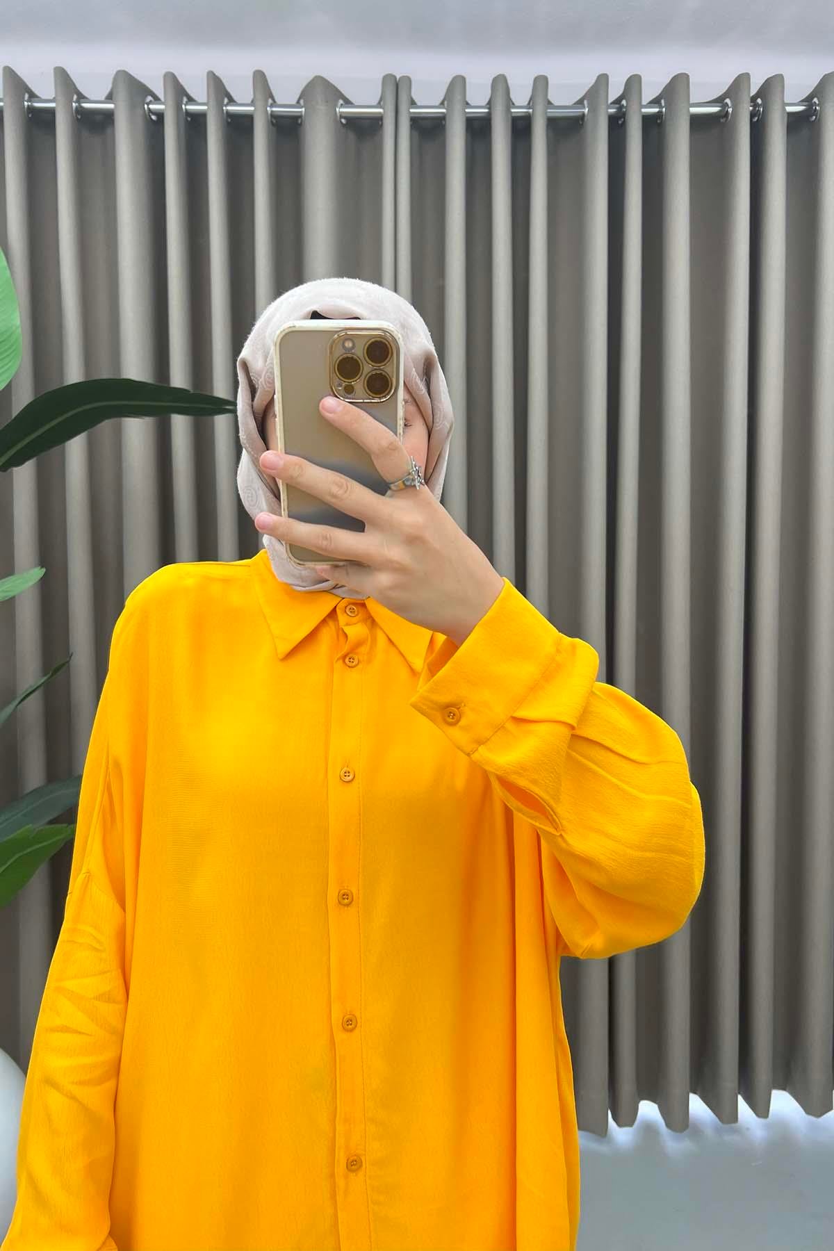 Oversize Gömlek Hardal