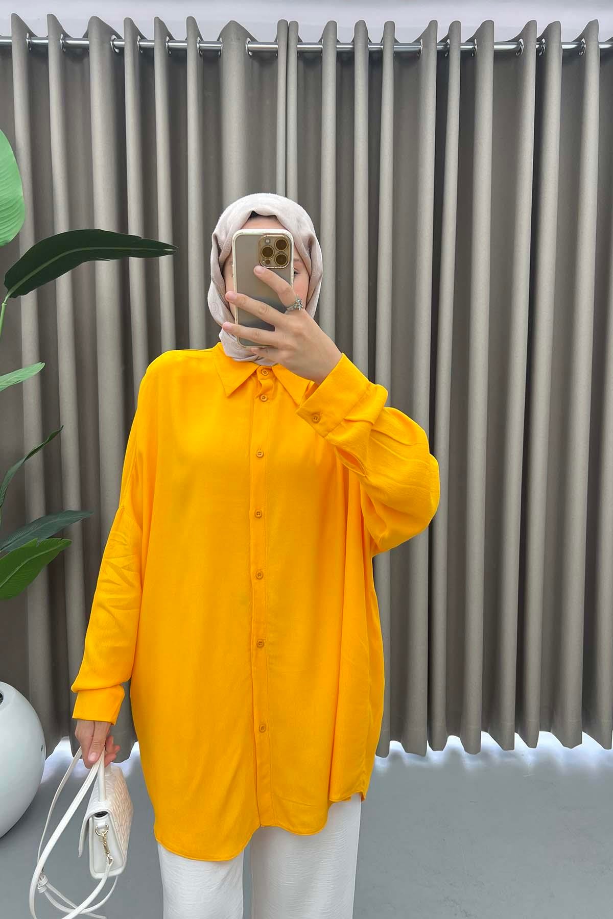 Oversize Gömlek Hardal