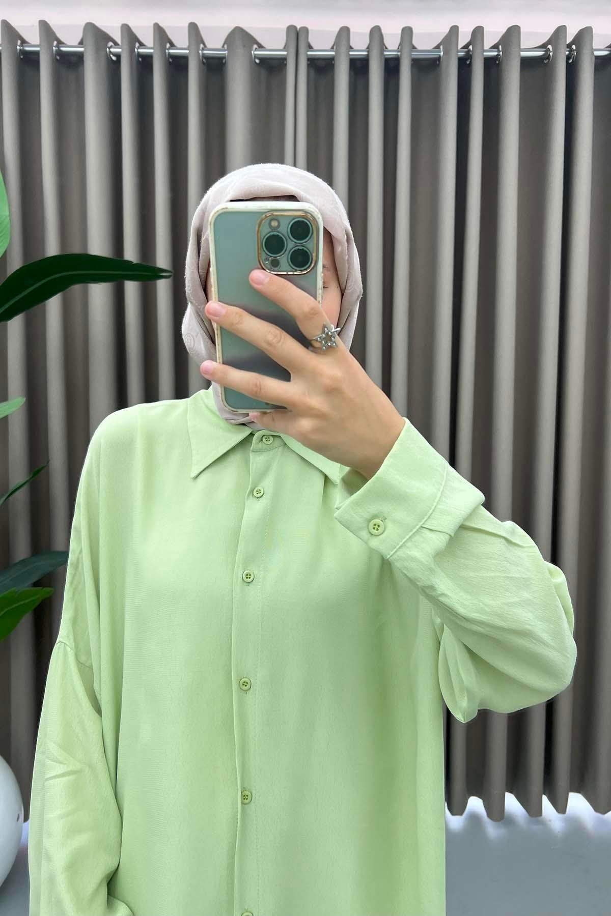 Oversize Gömlek Nil Yeşili