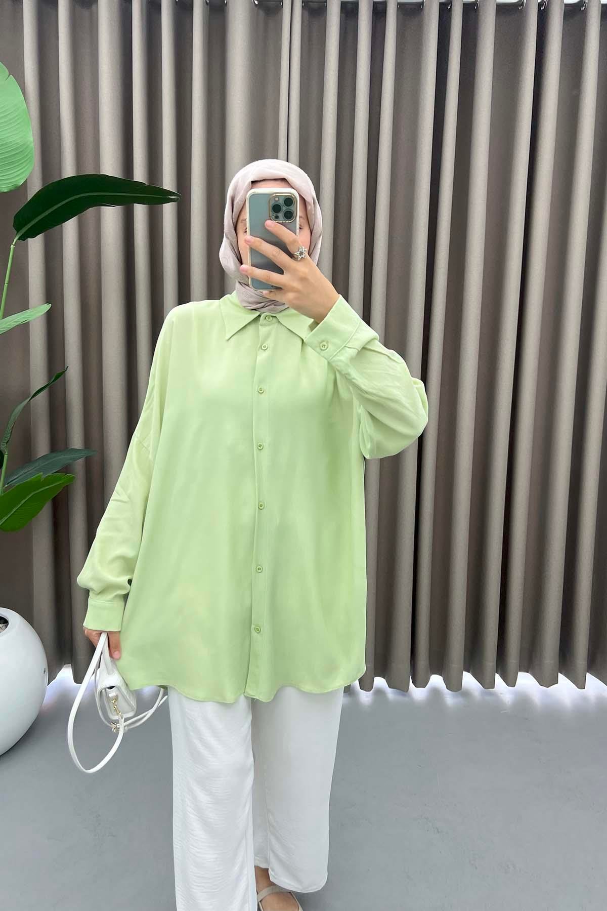 Oversize Gömlek Nil Yeşili