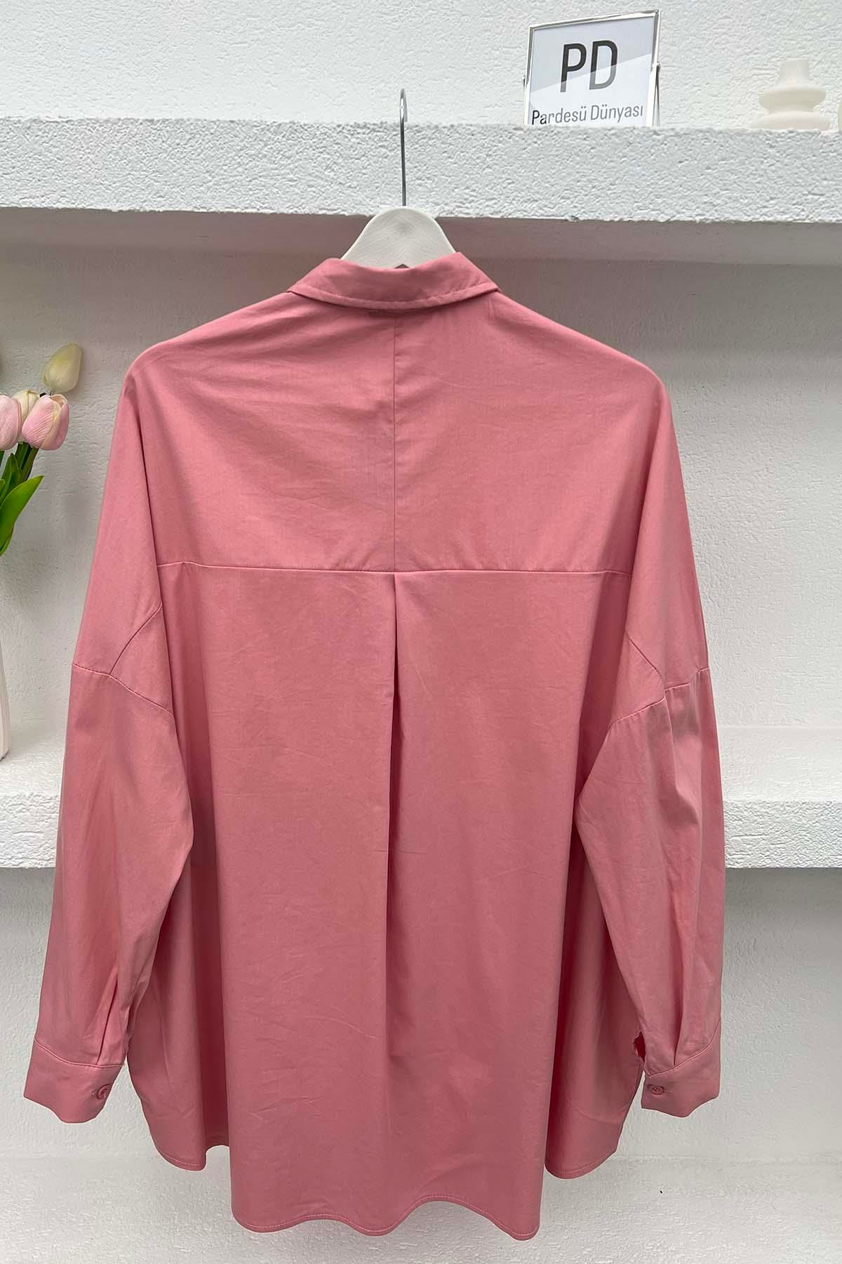 Oversize Gömlek Pembe