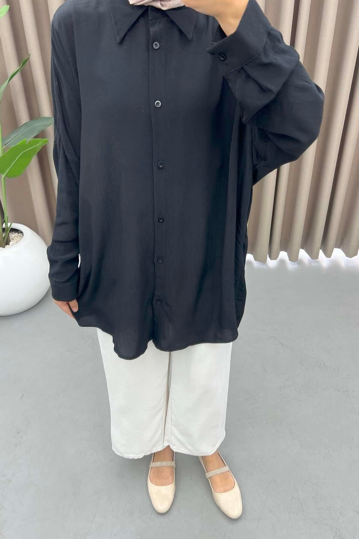 Oversize Gömlek Siyah