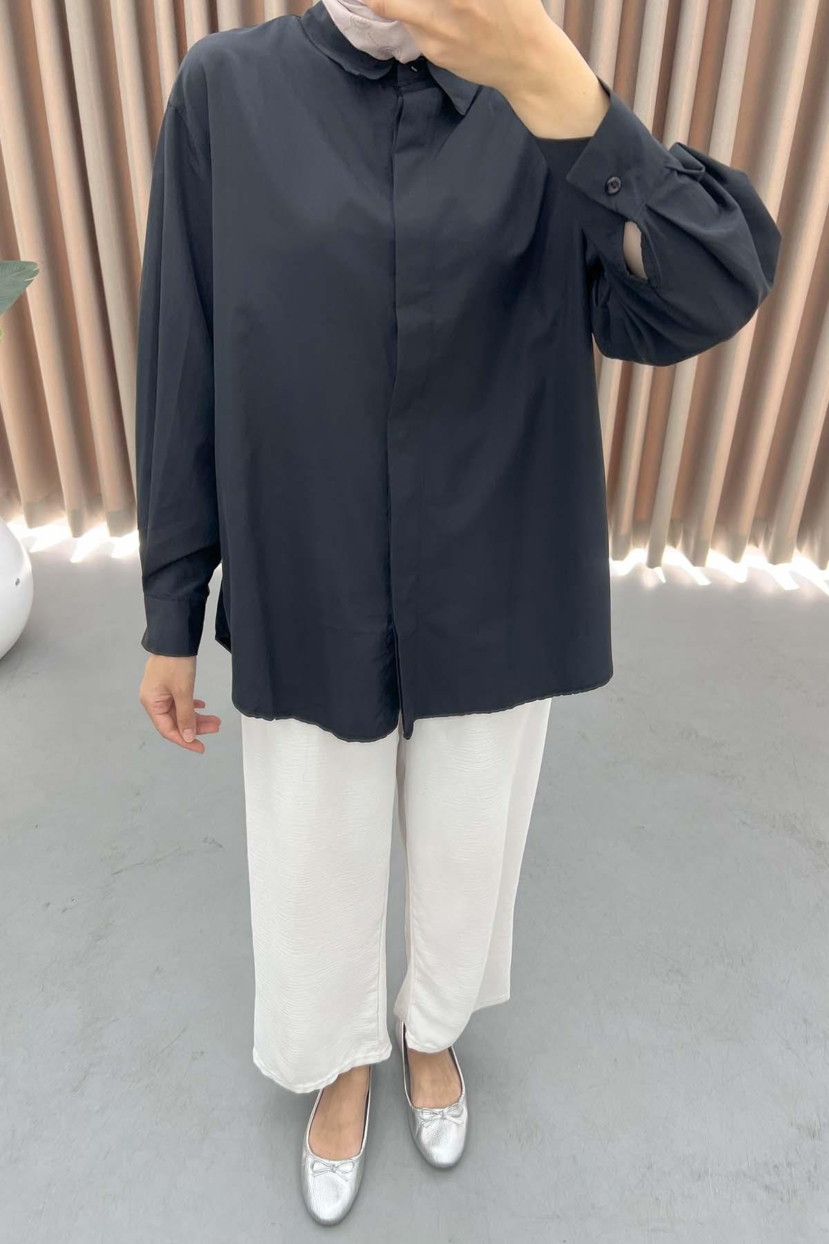 Oversize Gömlek Siyah