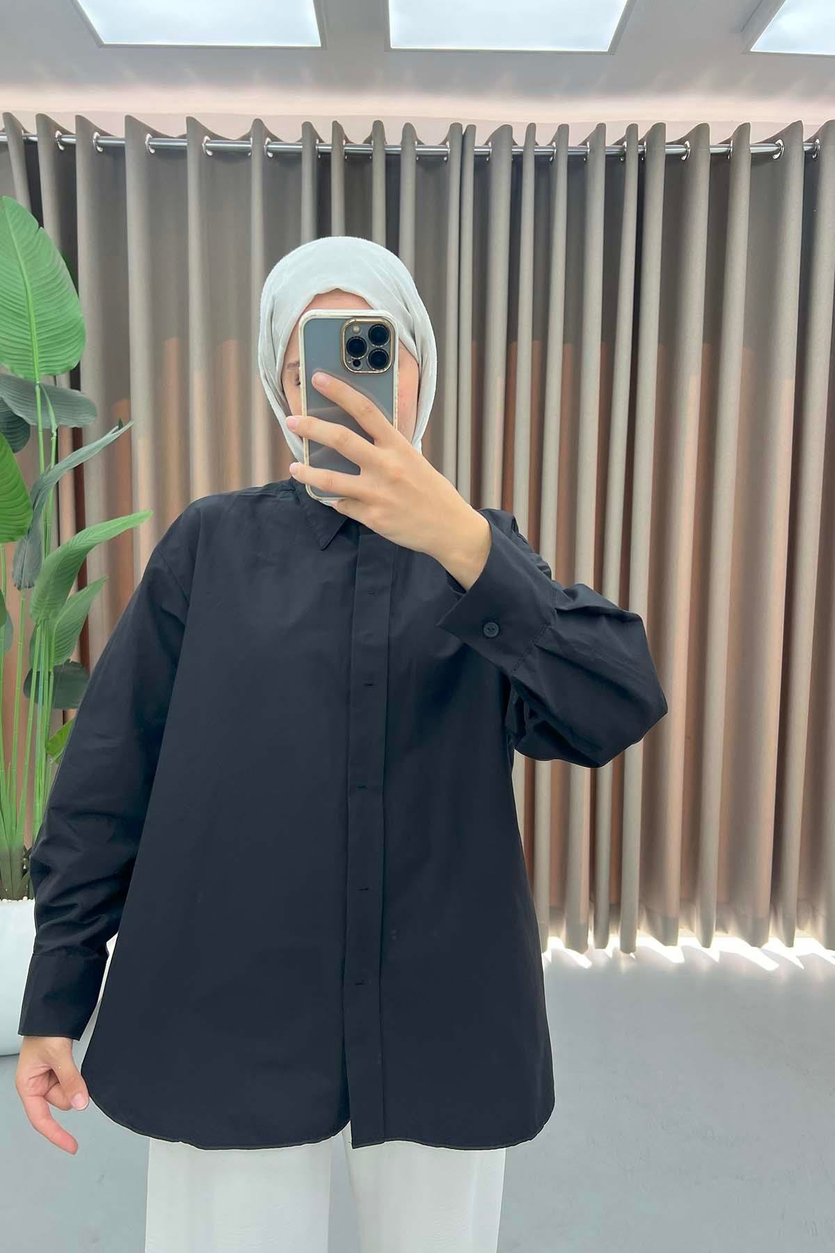 Oversize Gömlek Siyah