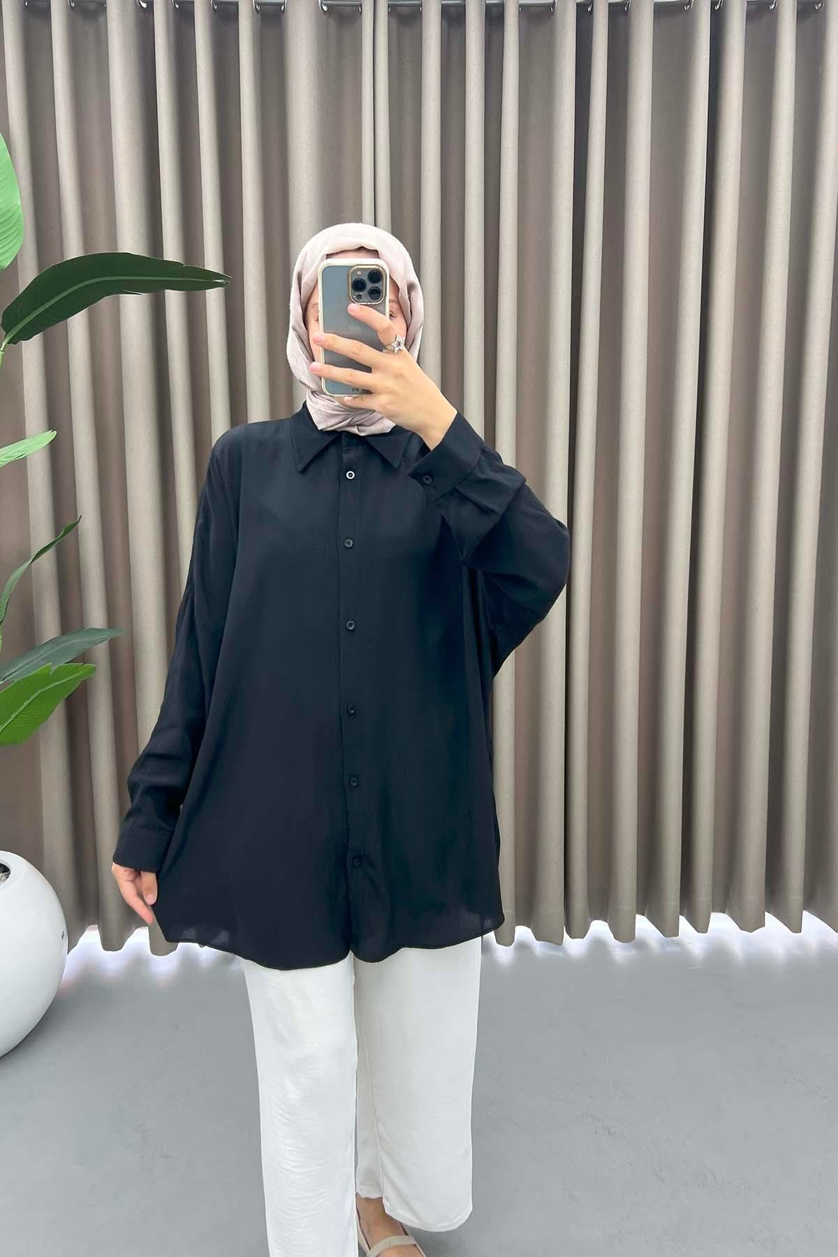 Oversize Gömlek Siyah
