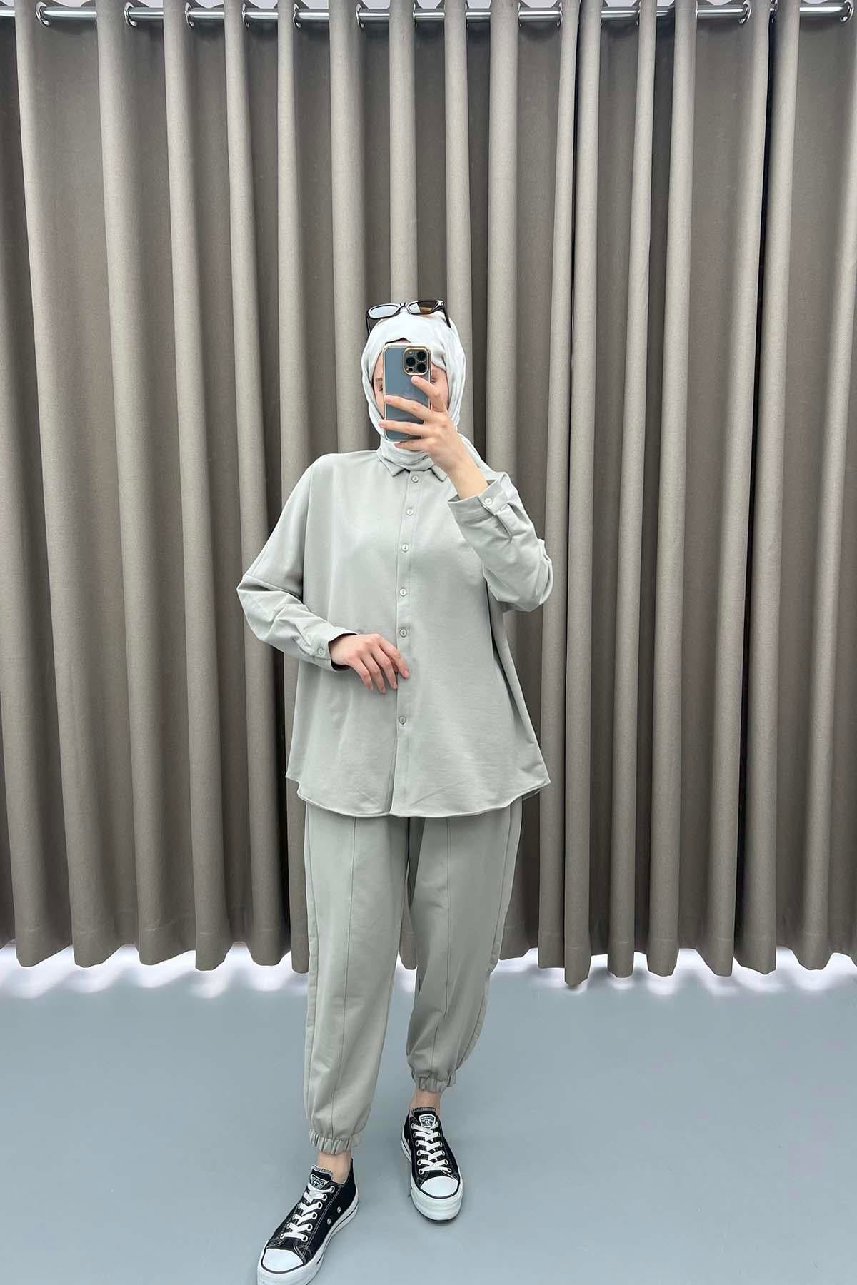 Oversize Gömlek Takım Taş