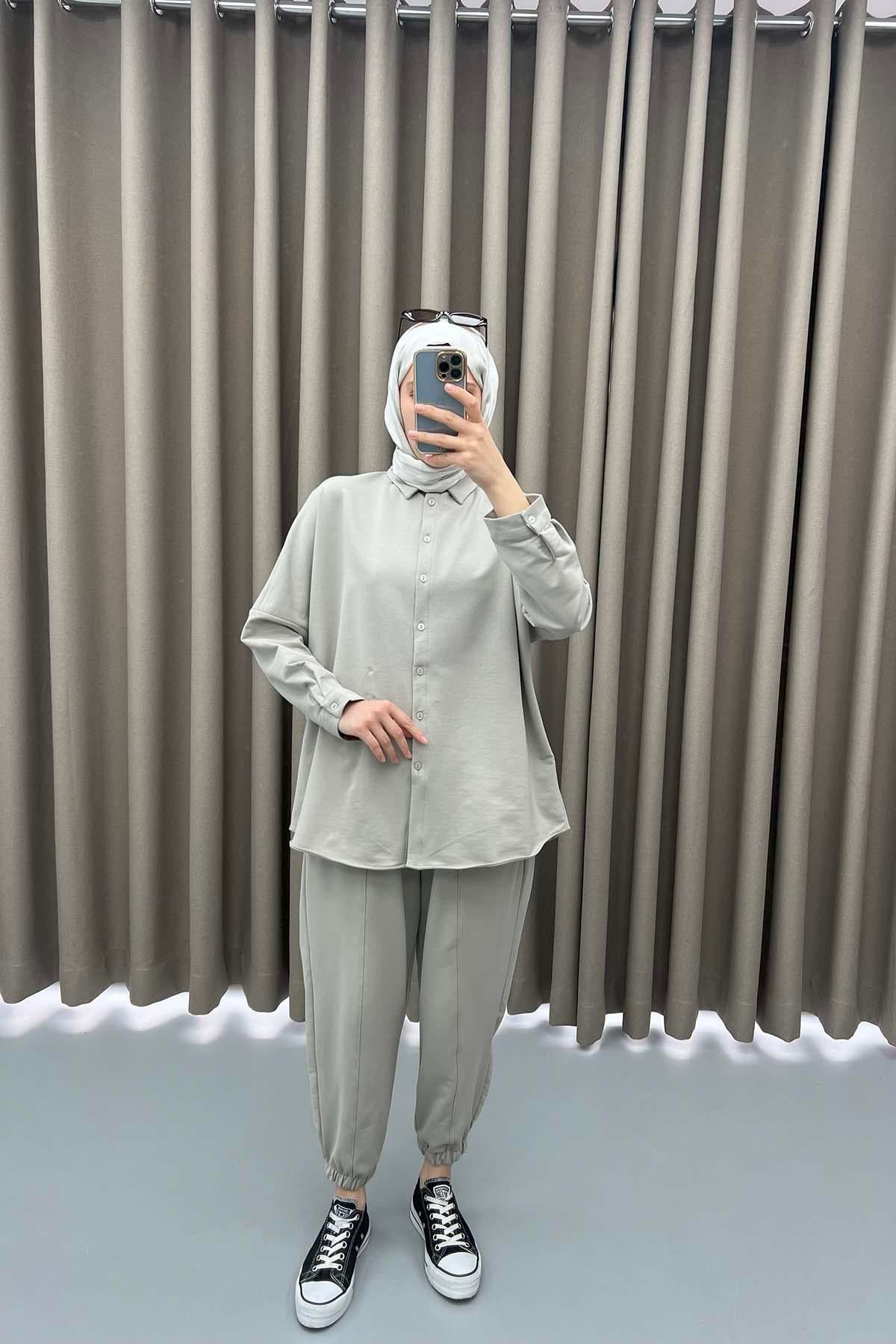 Oversize Gömlek Takım Taş