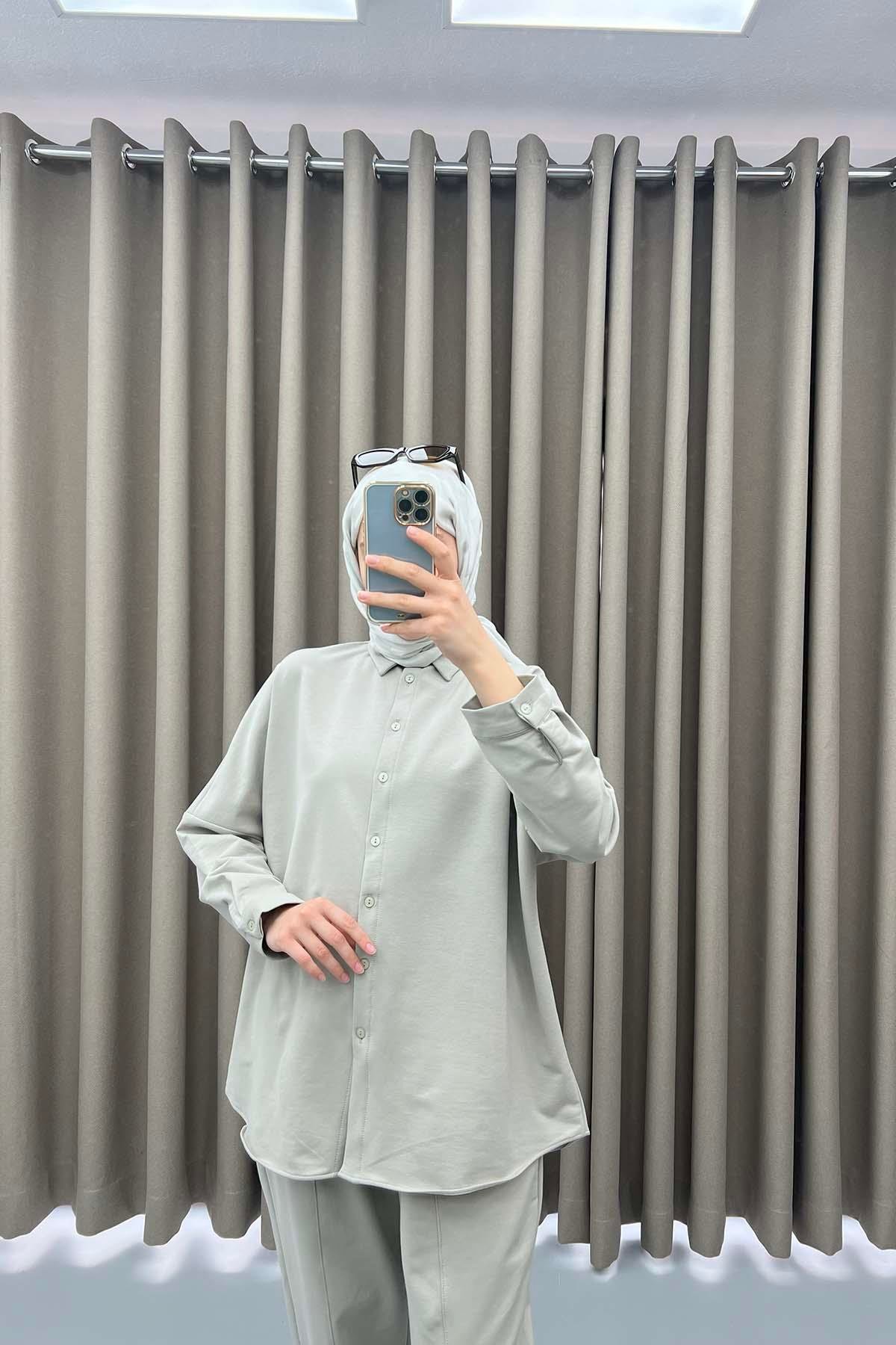 Oversize Gömlek Takım Taş