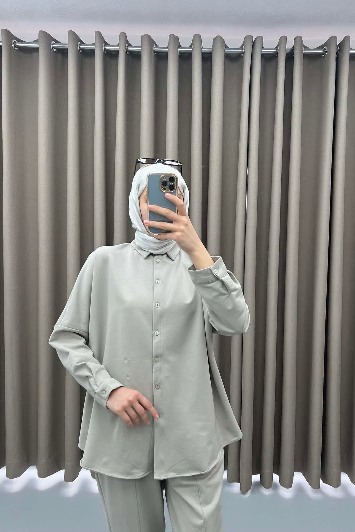 Oversize Gömlek Takım Taş