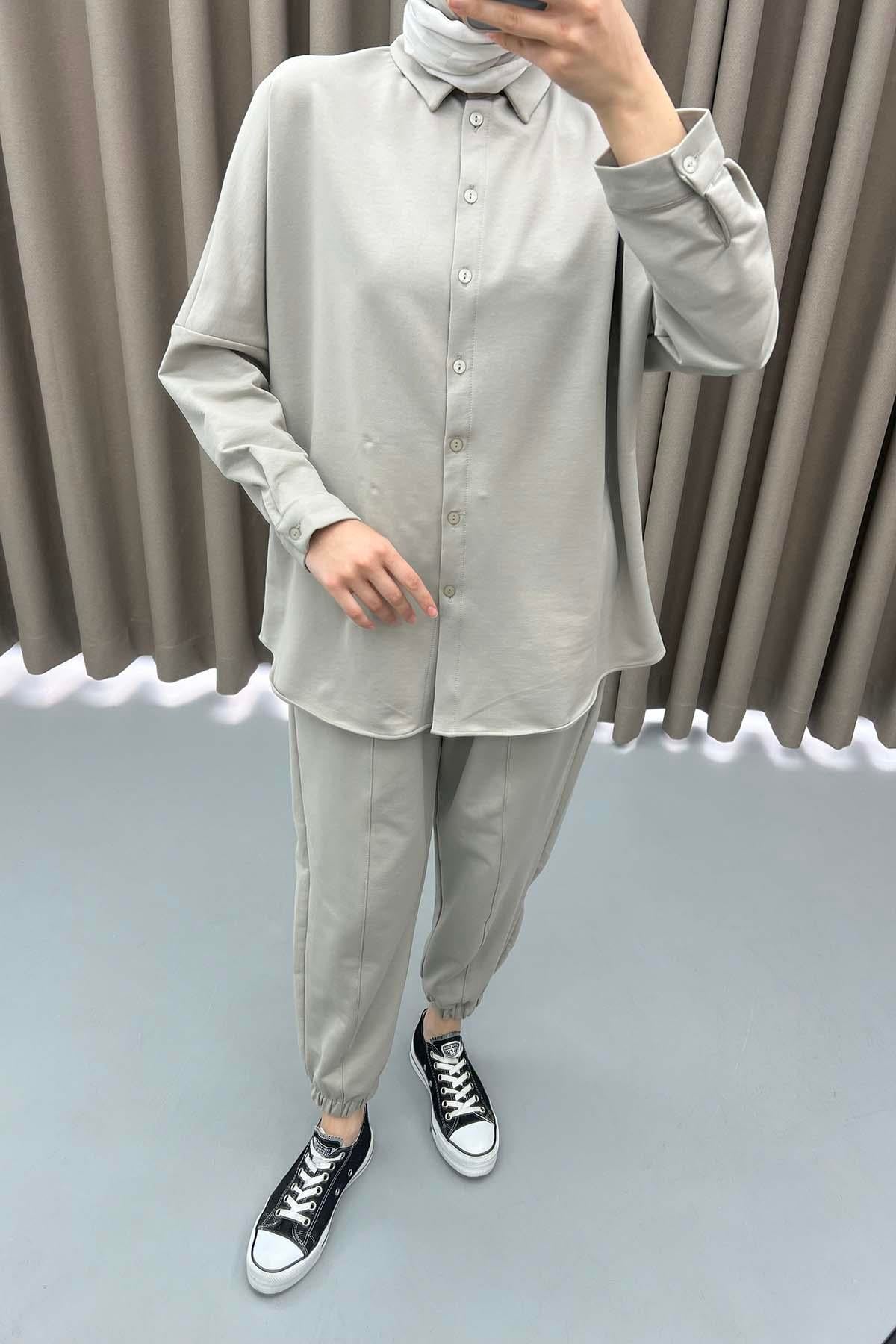 Oversize Gömlek Takım Taş