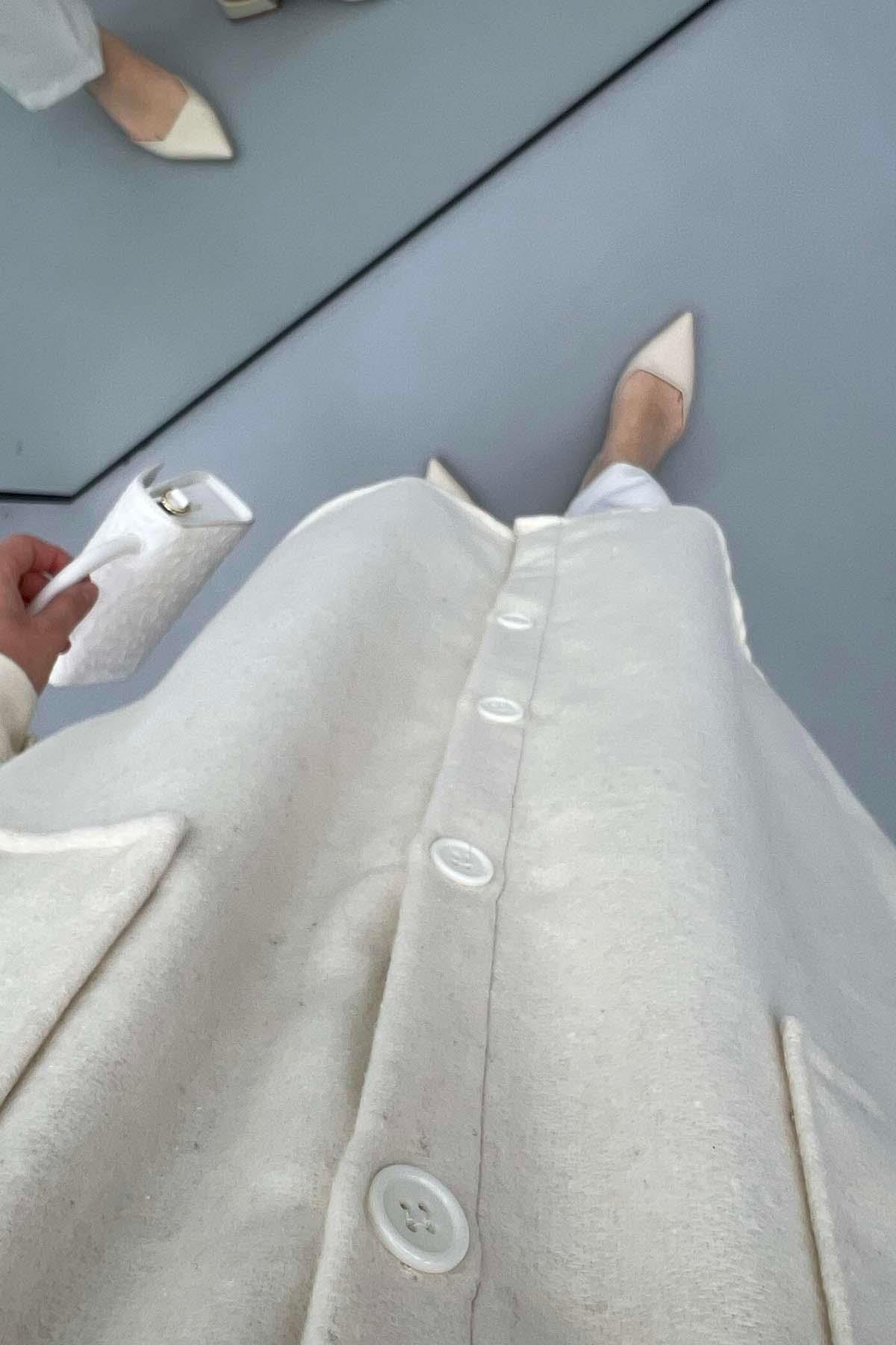 Oversize Kaşe Gömlek Krem