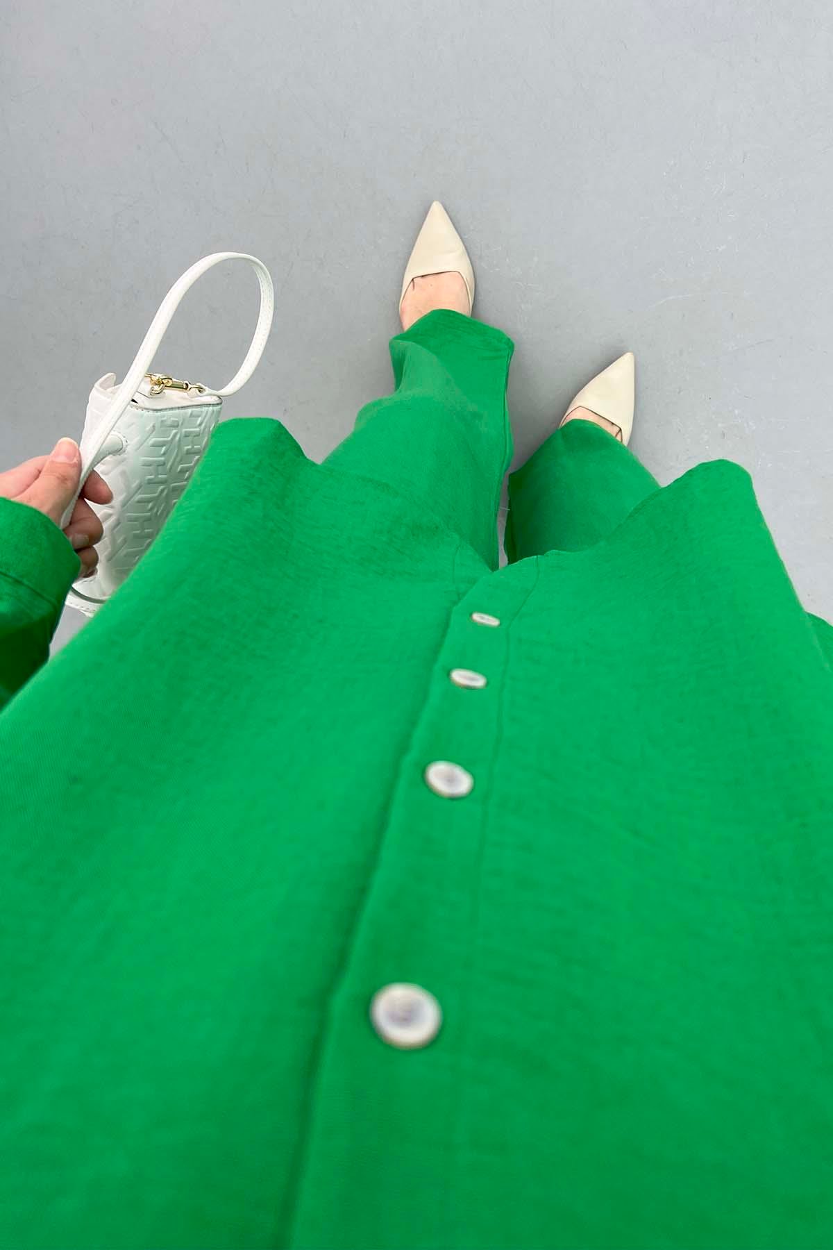 Oversize Keten Takım Benetton Yeşil