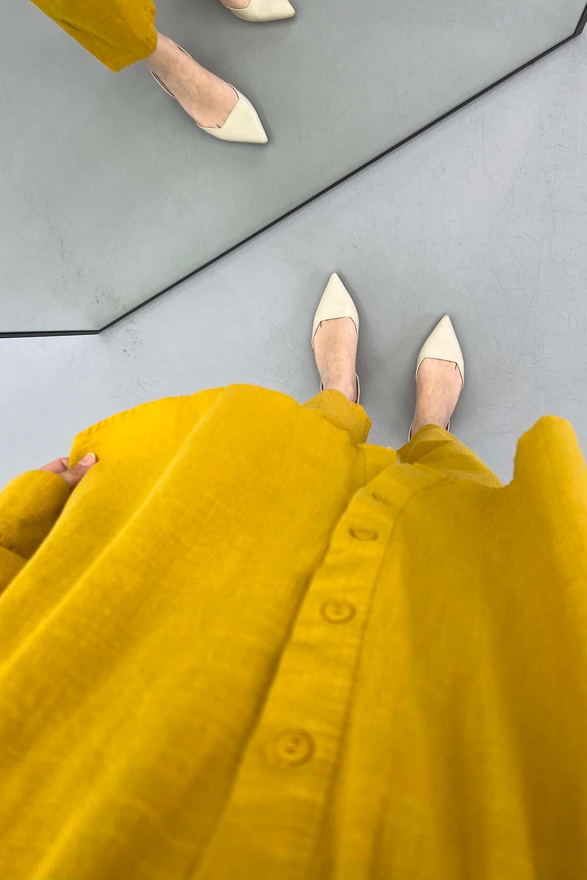 Oversize Keten Takım Hardal