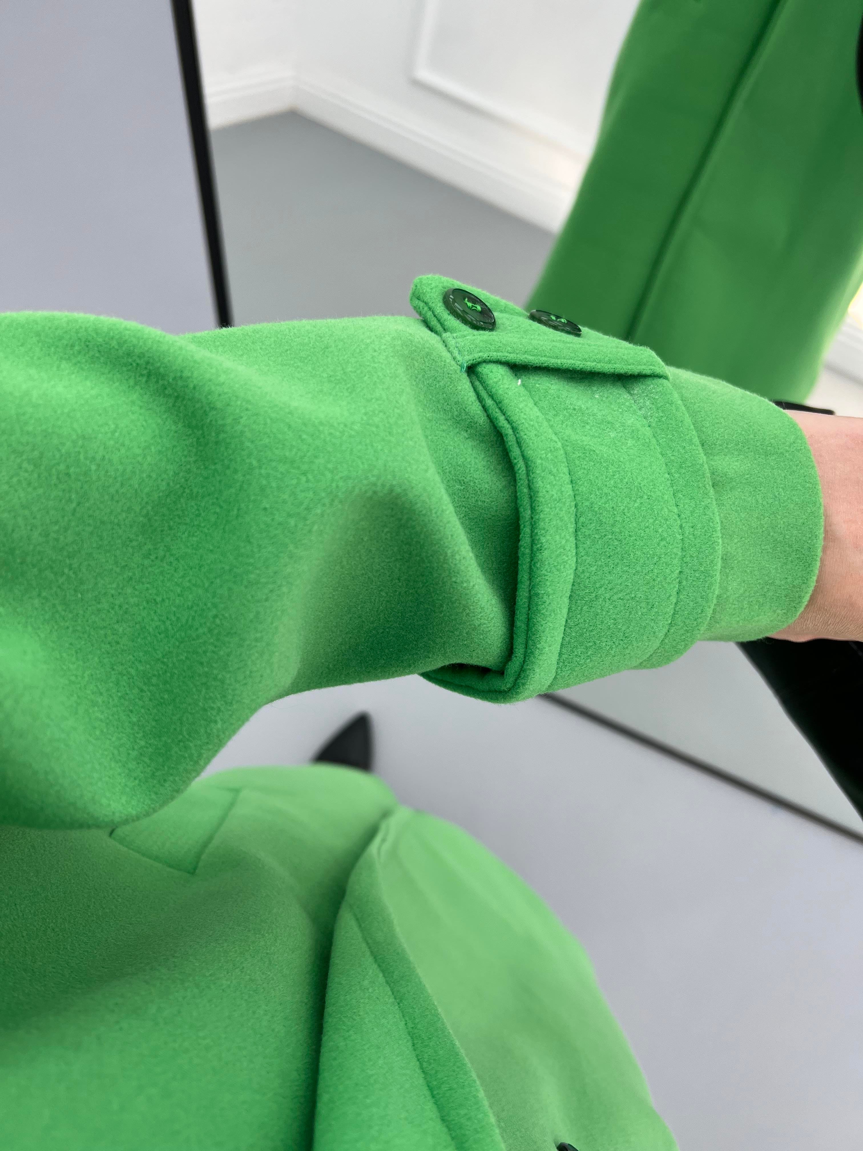 Oversize  Kruvaze Kaban Çimen