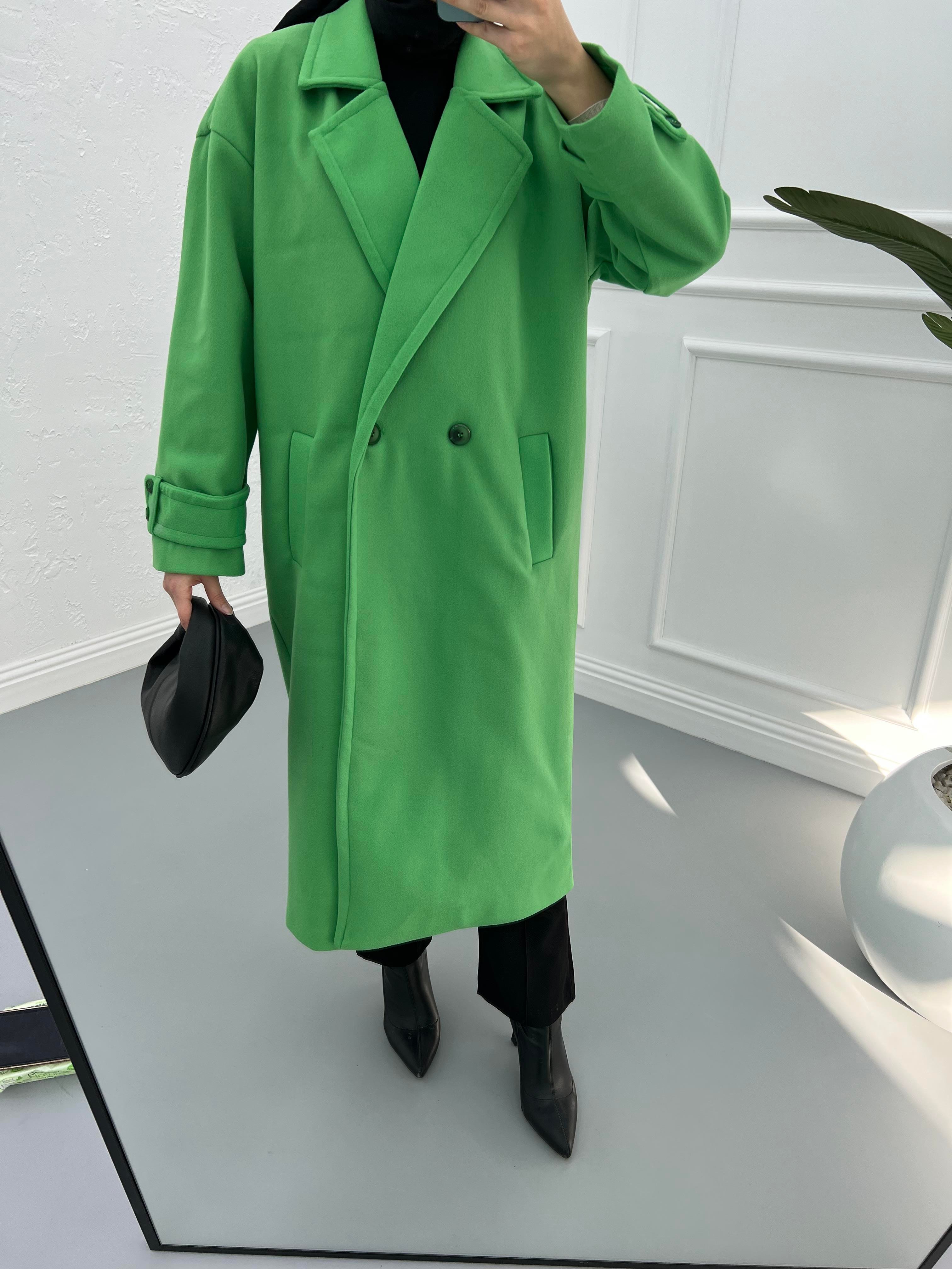 Oversize  Kruvaze Kaban Çimen