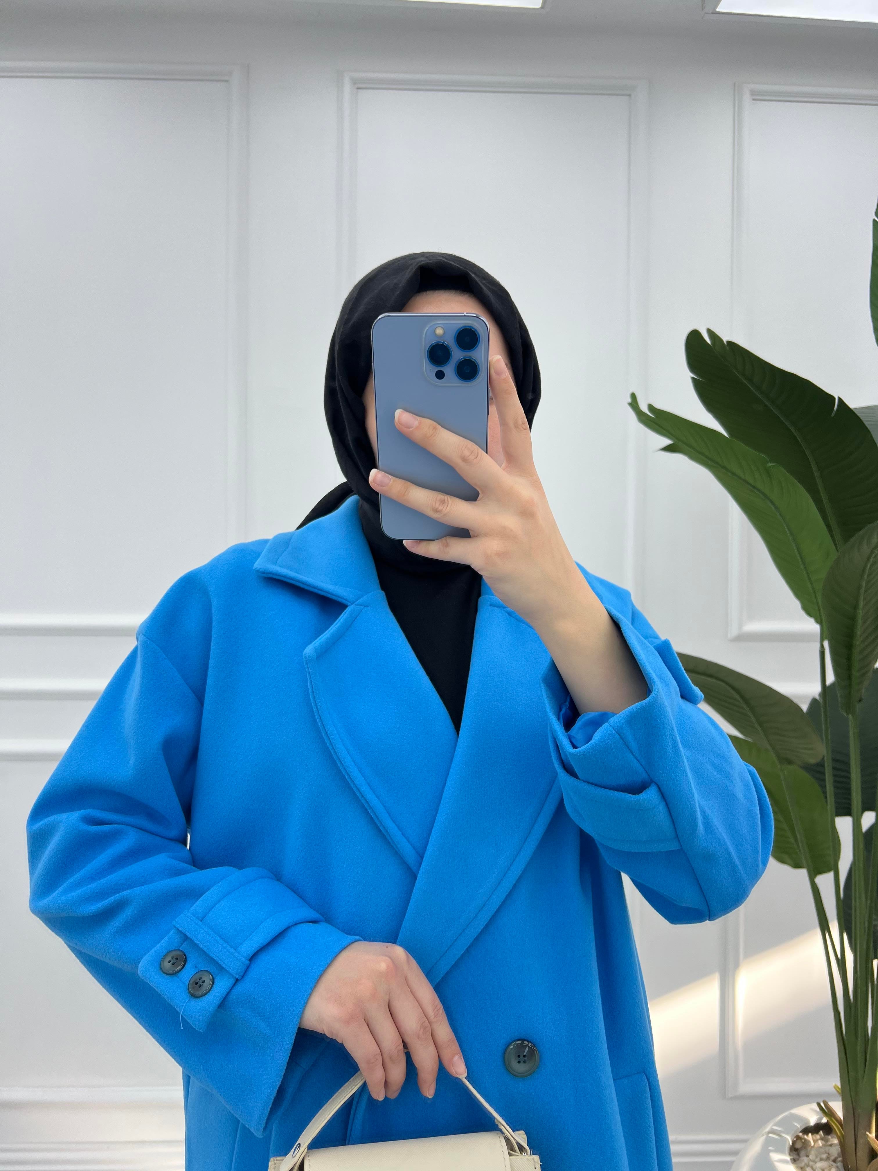 Oversize  Kruvaze Kaban Mavi