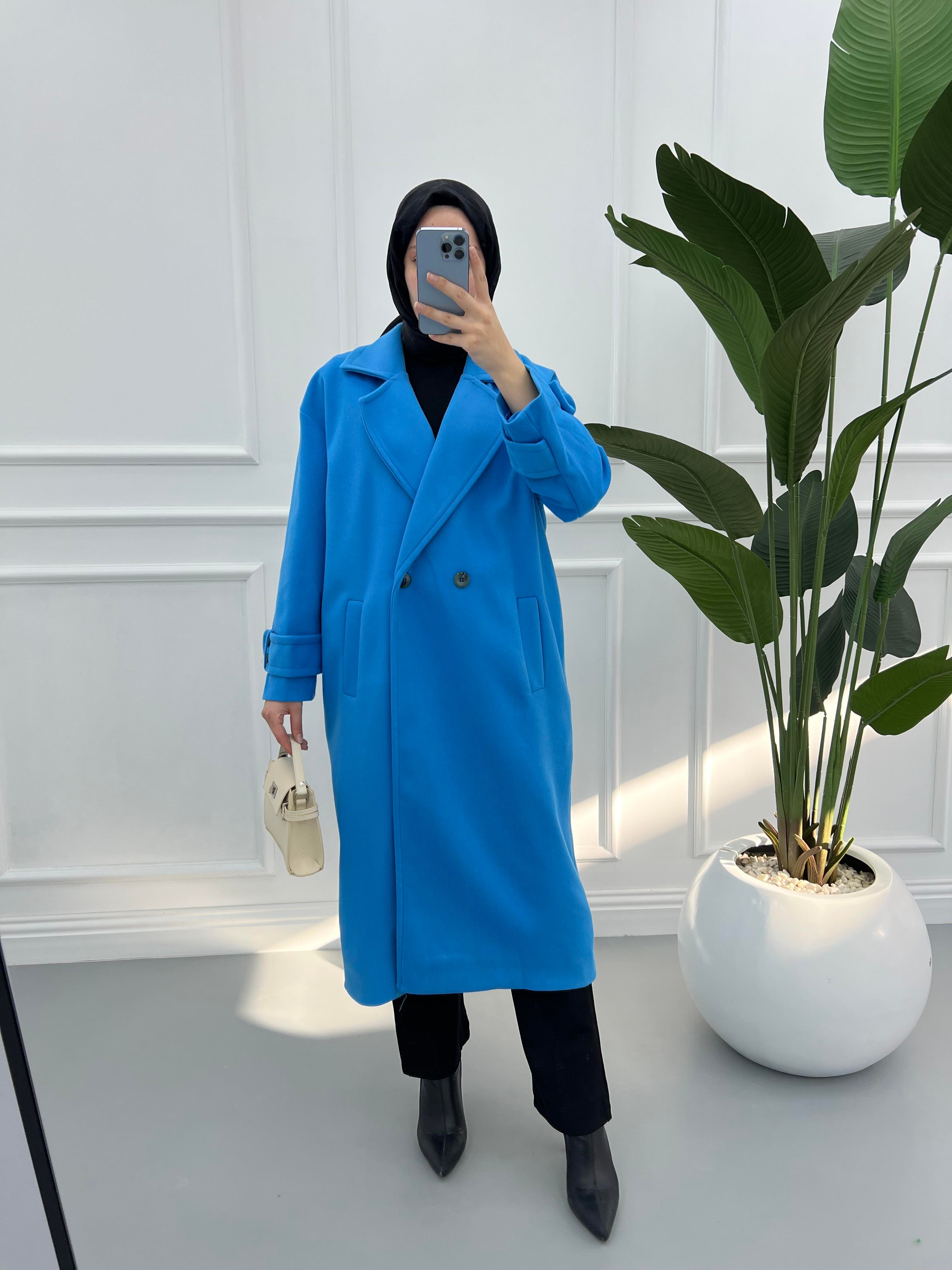 Oversize  Kruvaze Kaban Mavi