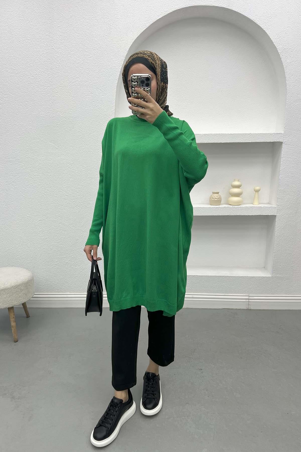 Oversize Triko Tunik Benetton Yeşil