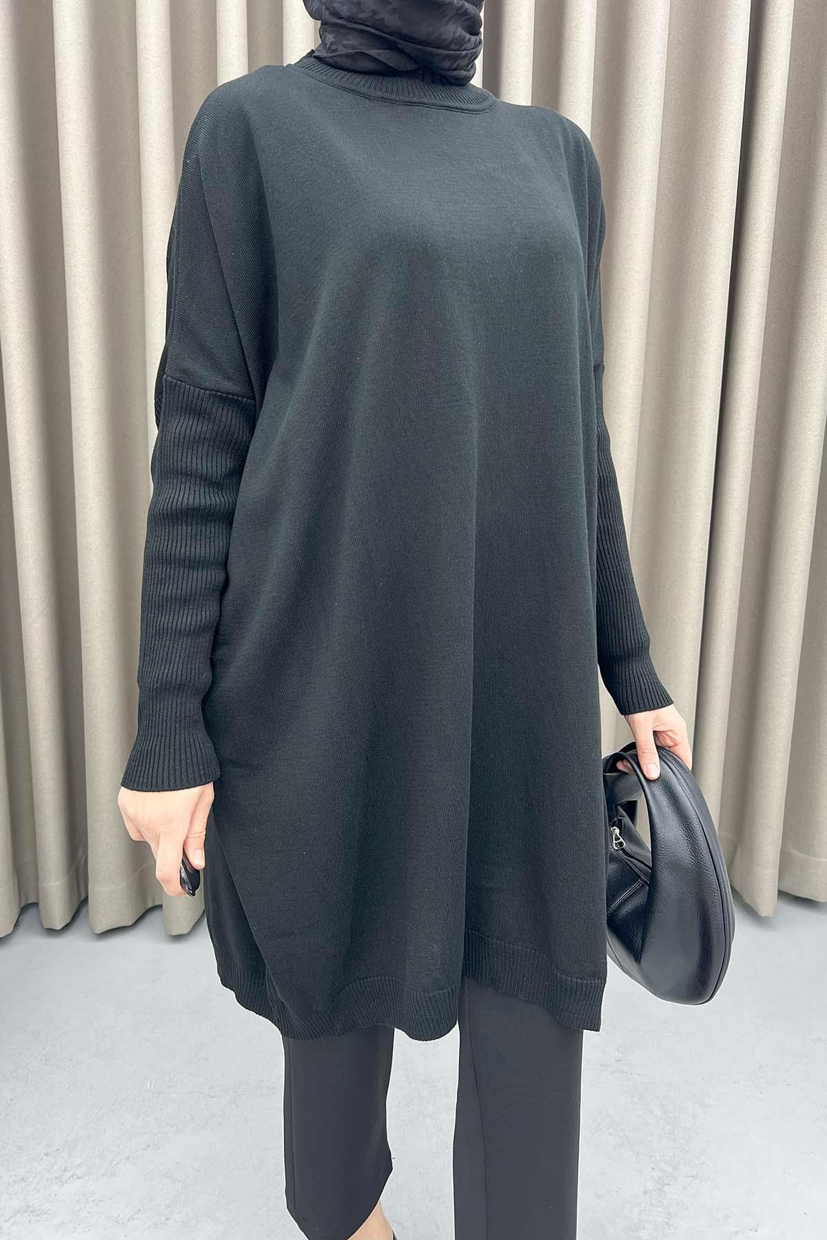 Oversize Triko Tunik Siyah