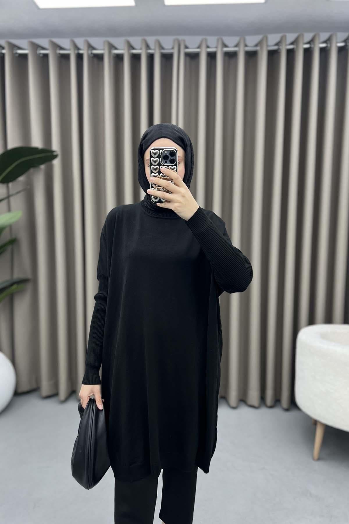 Oversize Triko Tunik Siyah