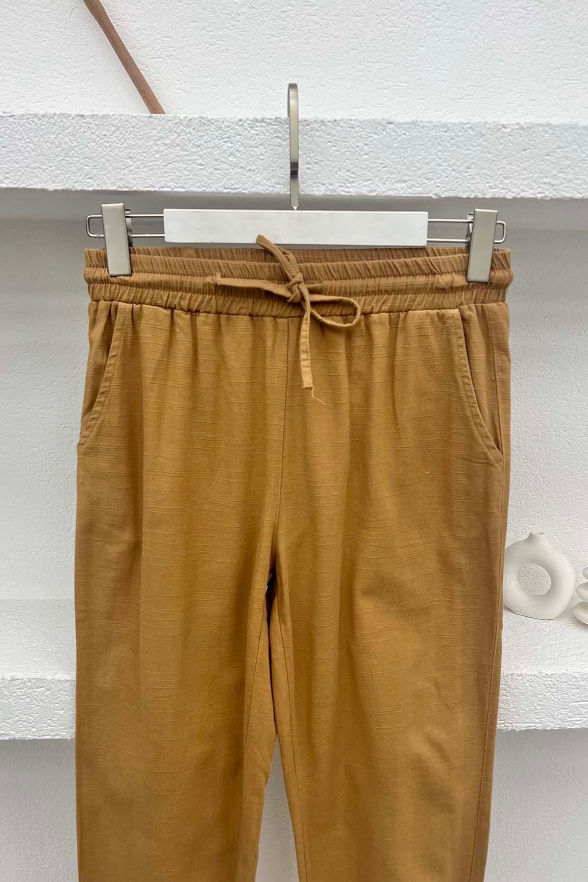 Paça Detaylı Pantolon Kahve