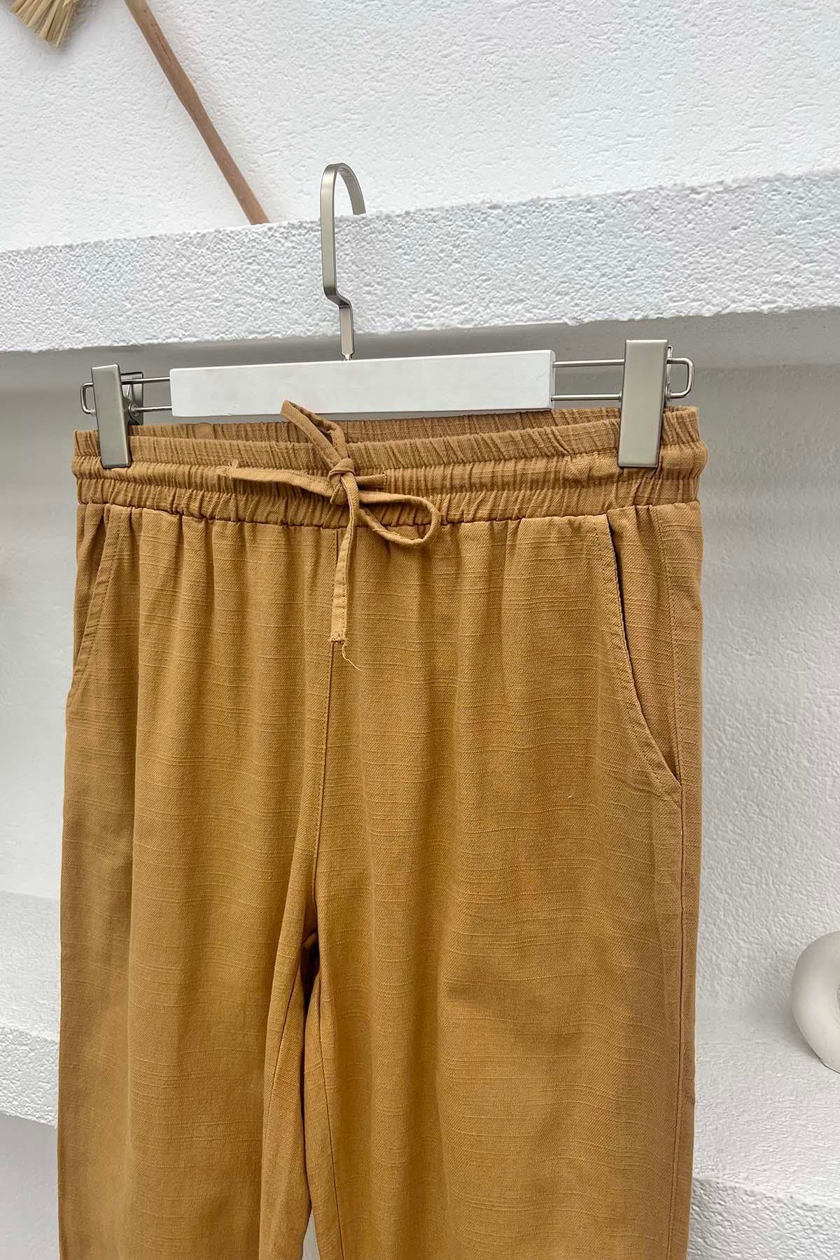 Paça Detaylı Pantolon Kahve
