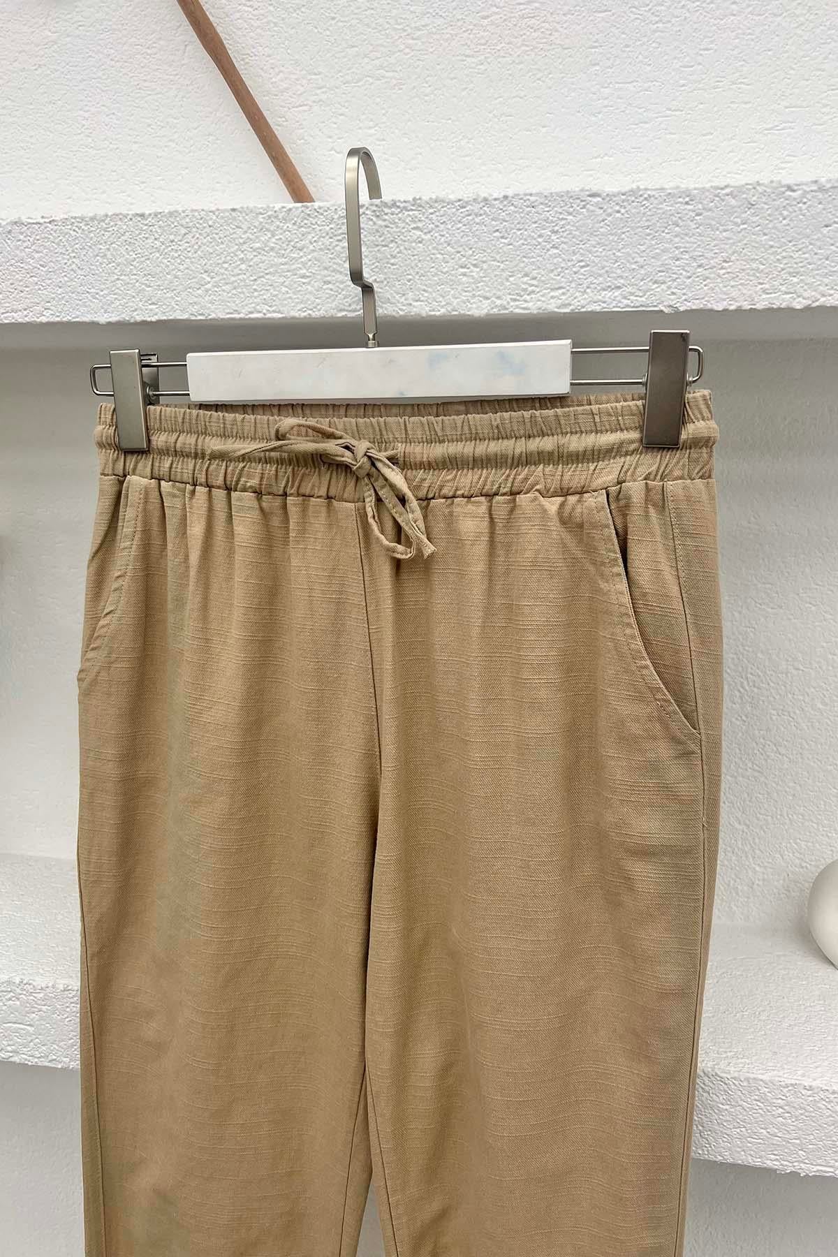 Paça Detaylı Pantolon Sütlü Kahve