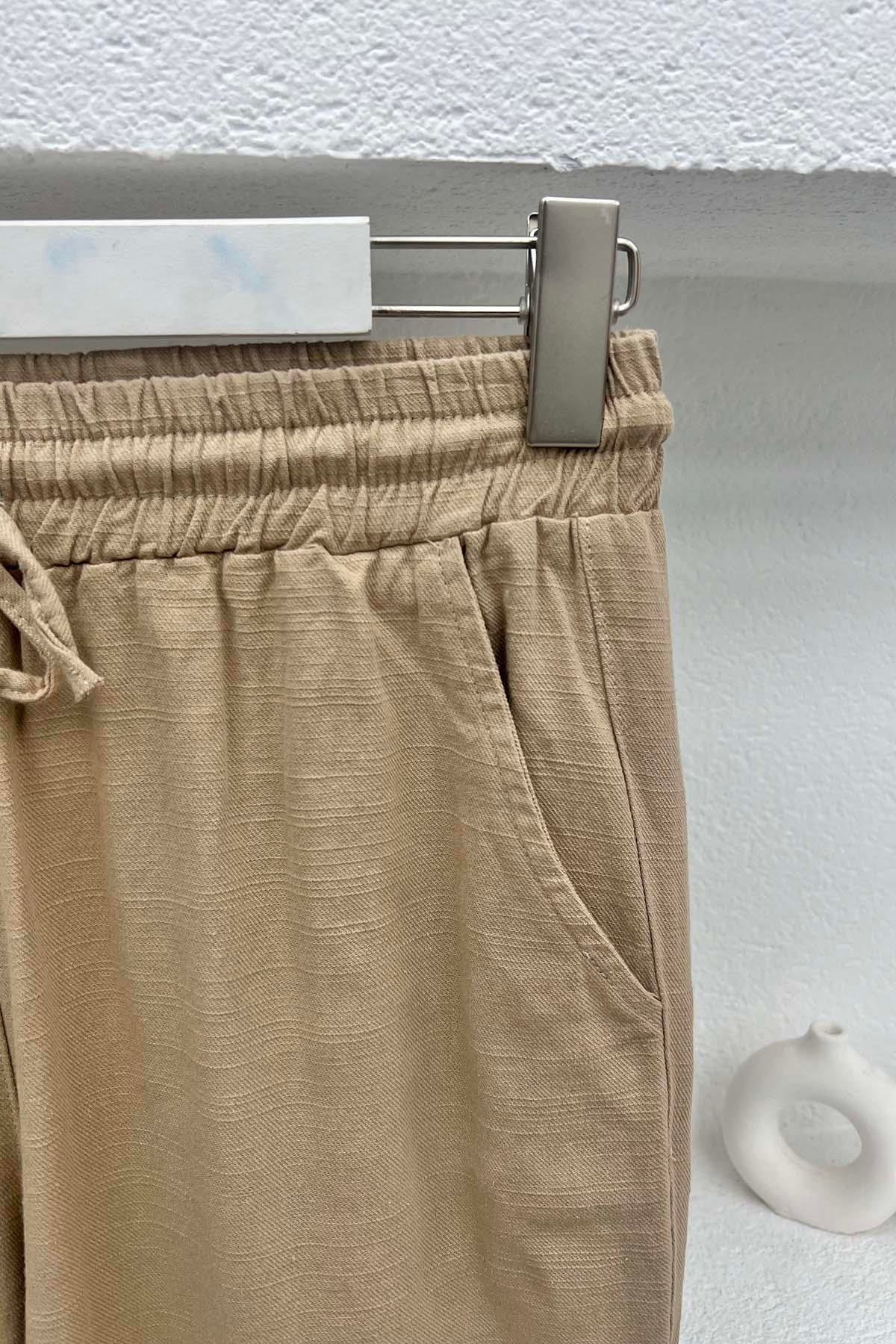 Paça Detaylı Pantolon Sütlü Kahve