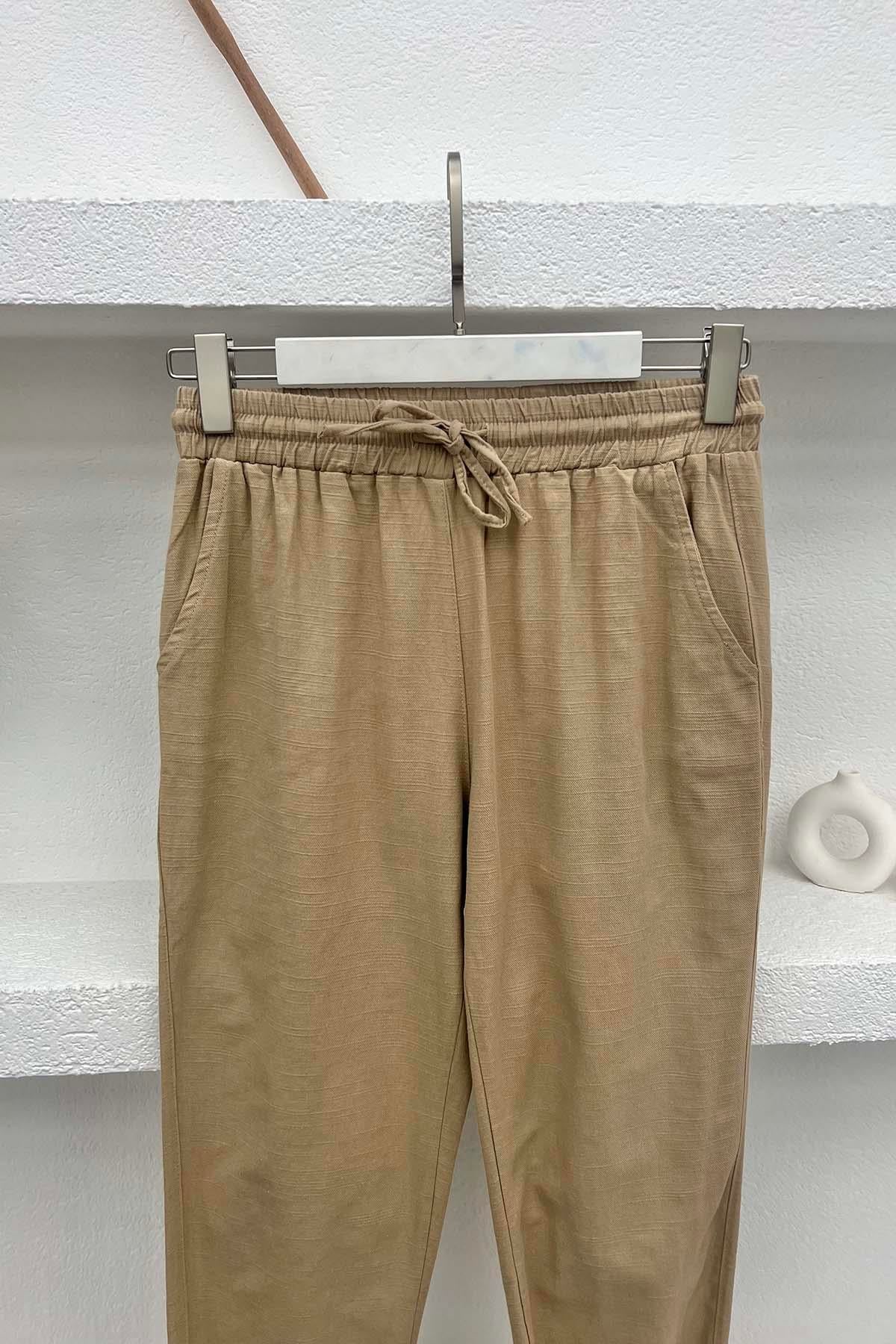 Paça Detaylı Pantolon Sütlü Kahve