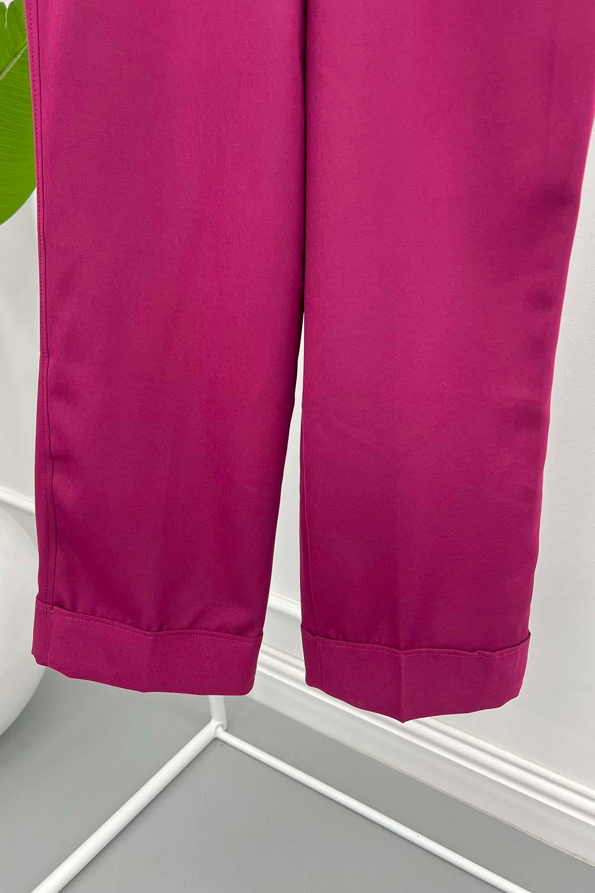 Paça Katlamalı Pantolon Bordo