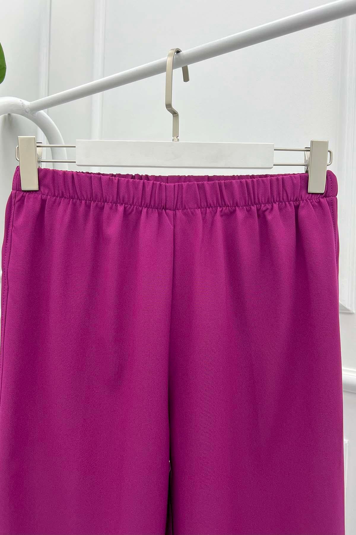 Paça Katlamalı Pantolon Mürdüm
