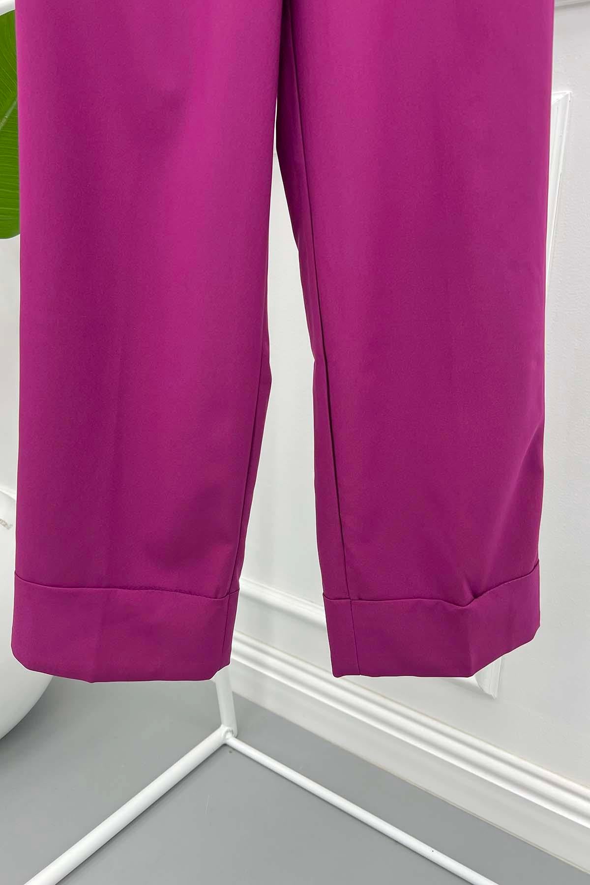 Paça Katlamalı Pantolon Mürdüm